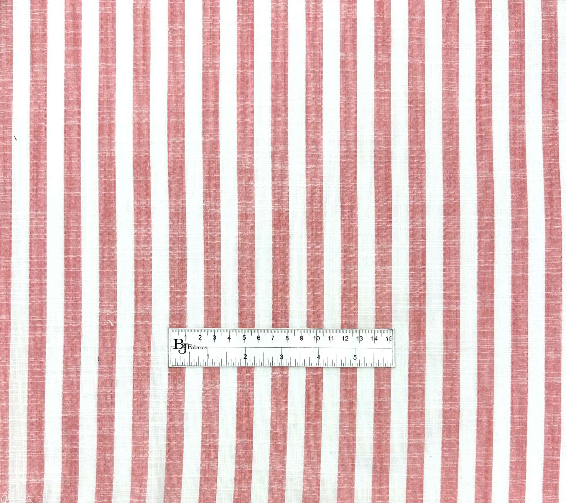 Sustainable Linen Look Cotton Stripe in Coral
