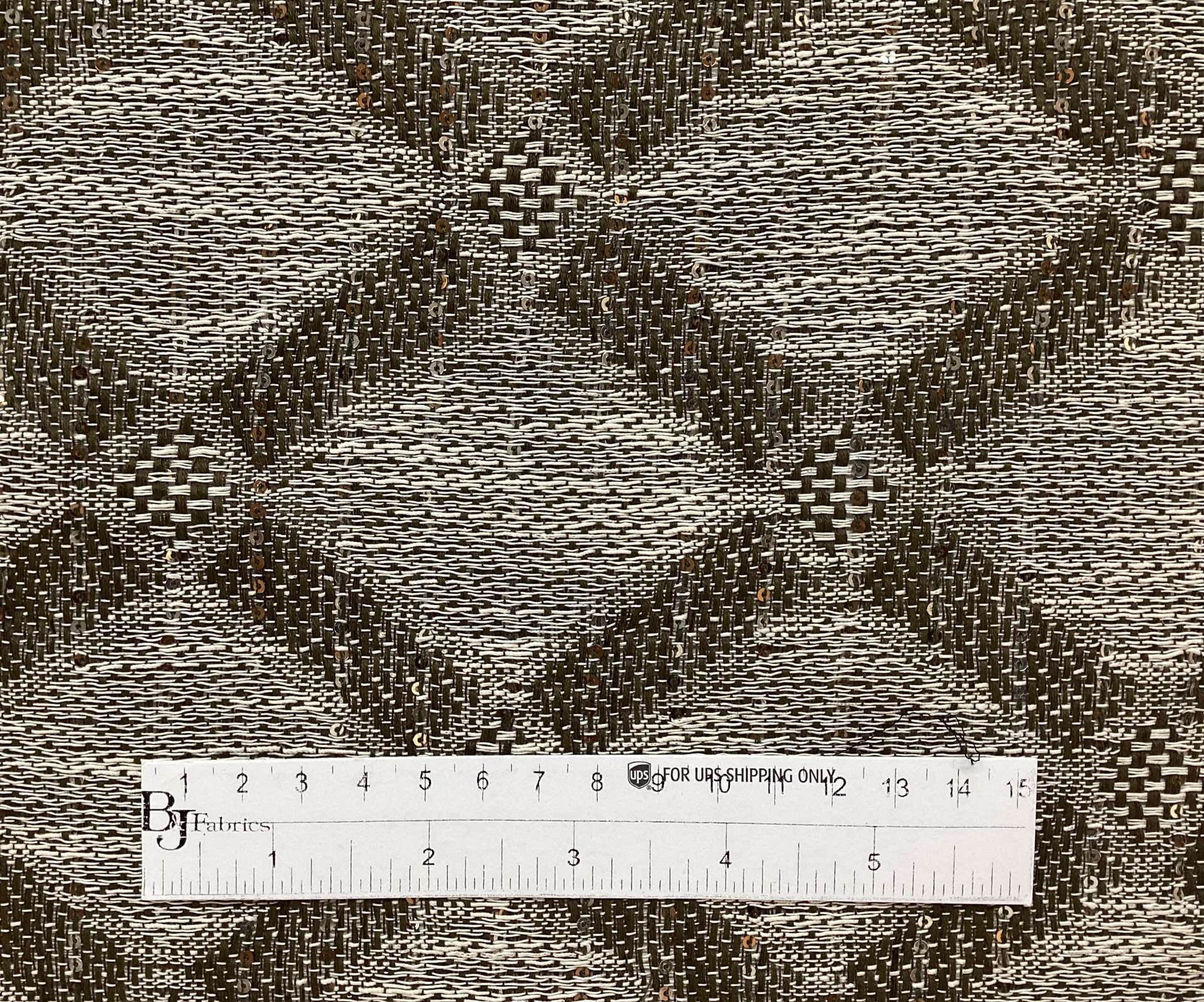 Linen Blend Double Face Sequined Geometric in Straw