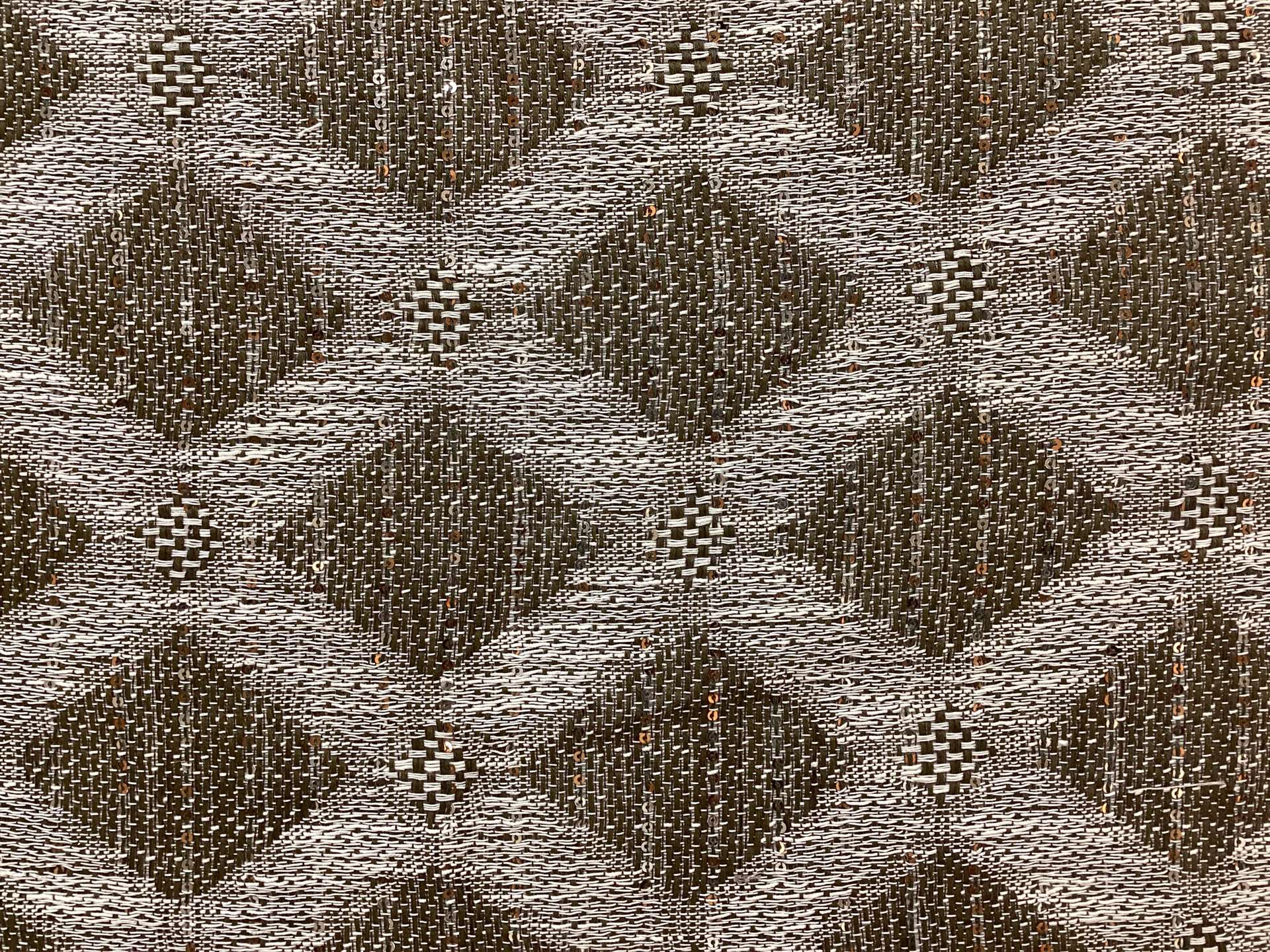 Linen Blend Double Face Sequined Geometric in Straw