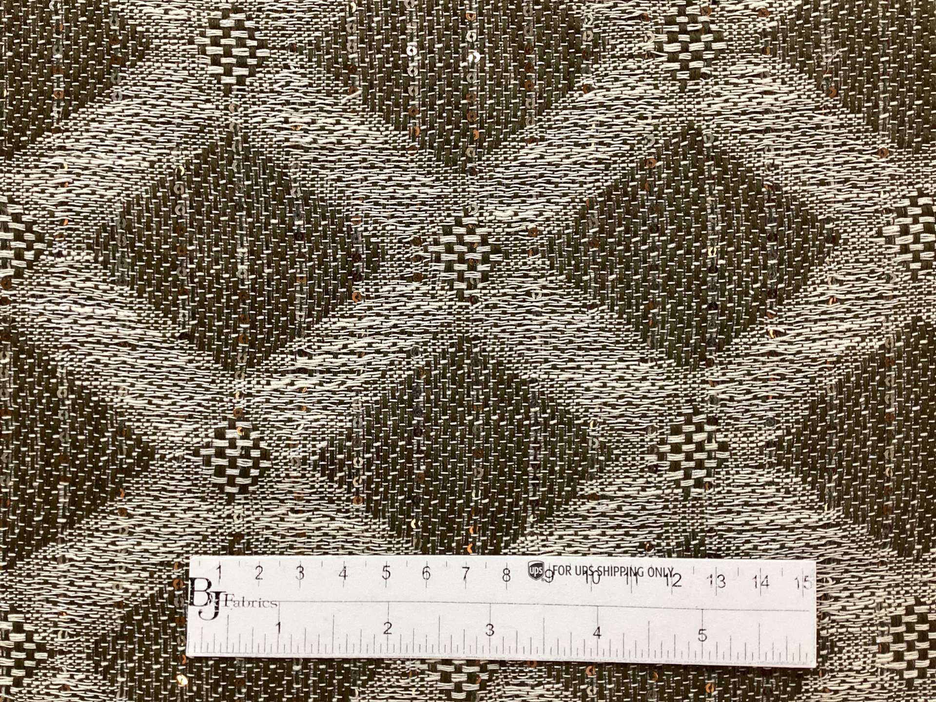 Linen Blend Double Face Sequined Geometric in Straw