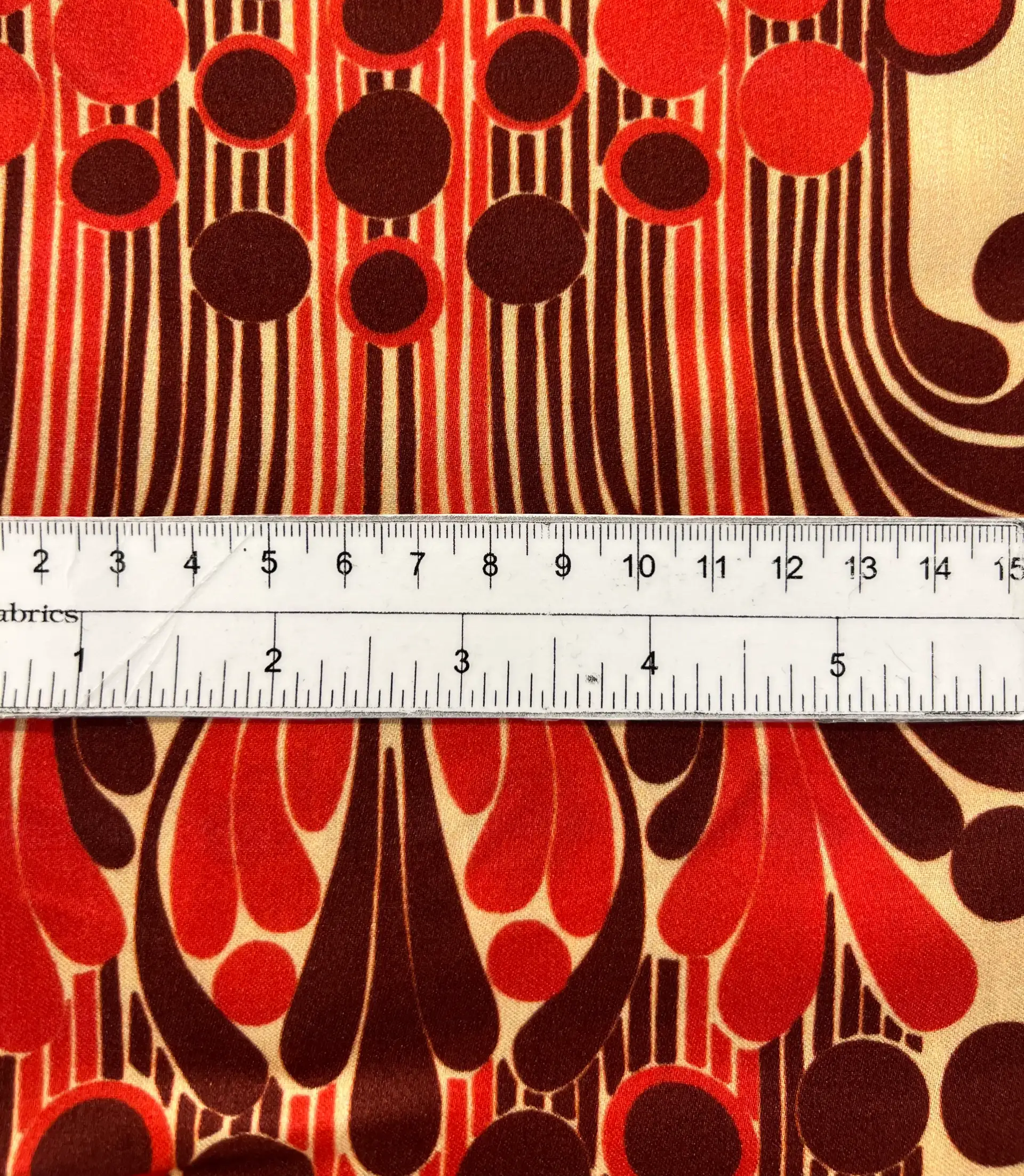 Printed Viscose Challis Sateen on Cream Ground