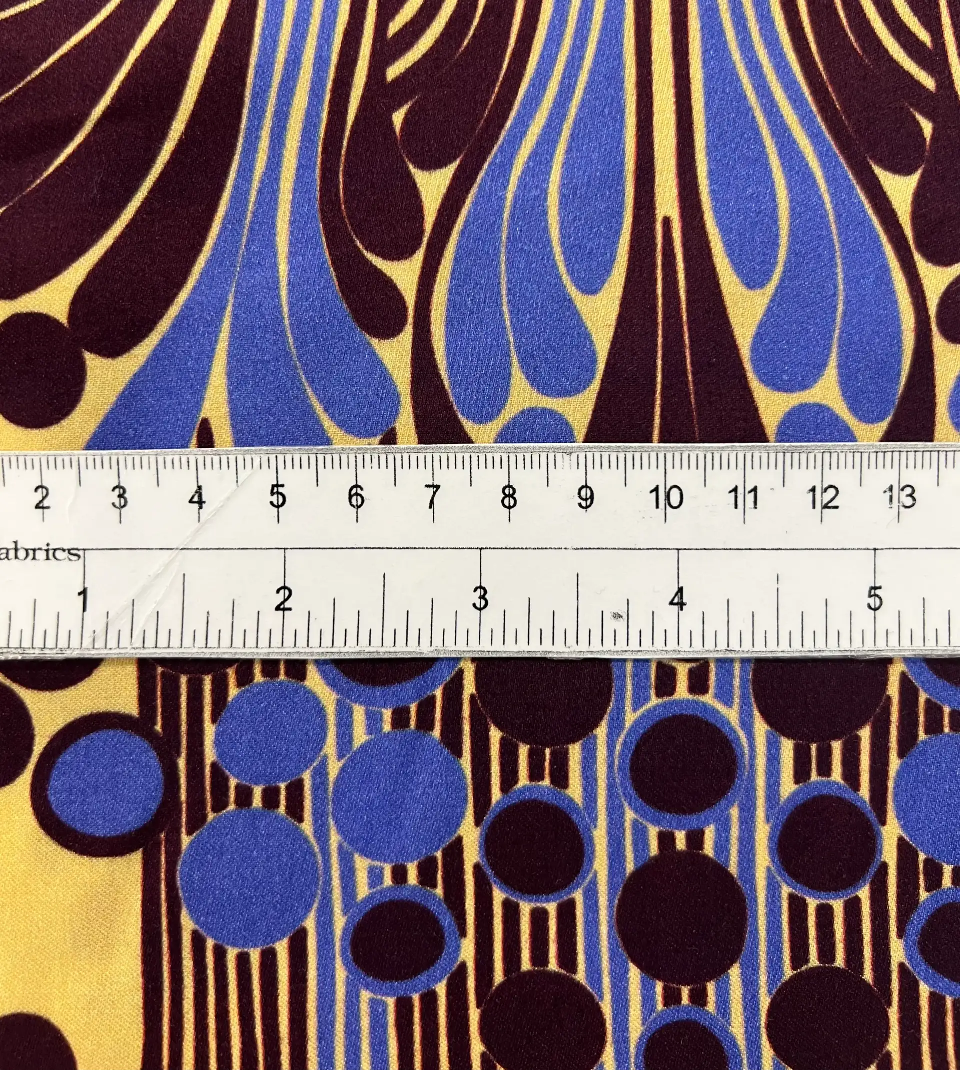 Printed Viscose Challis Sateen on Mustard Ground