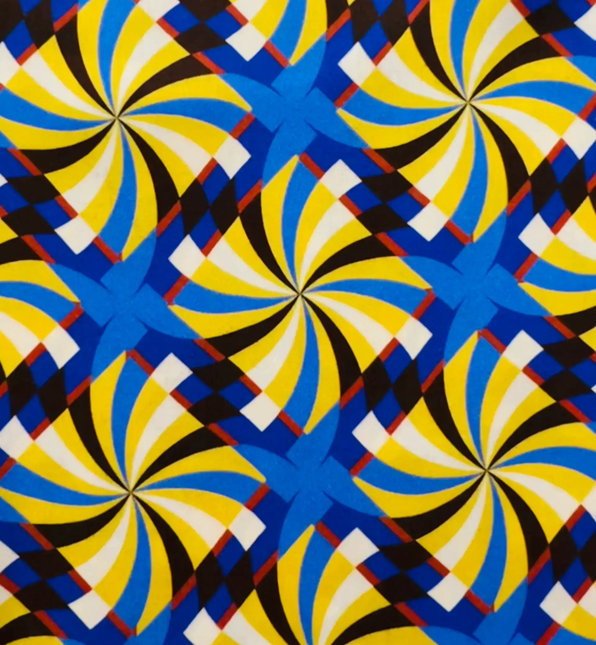 Printed Viscose Challis Sateen in Yellow/Royal/Black