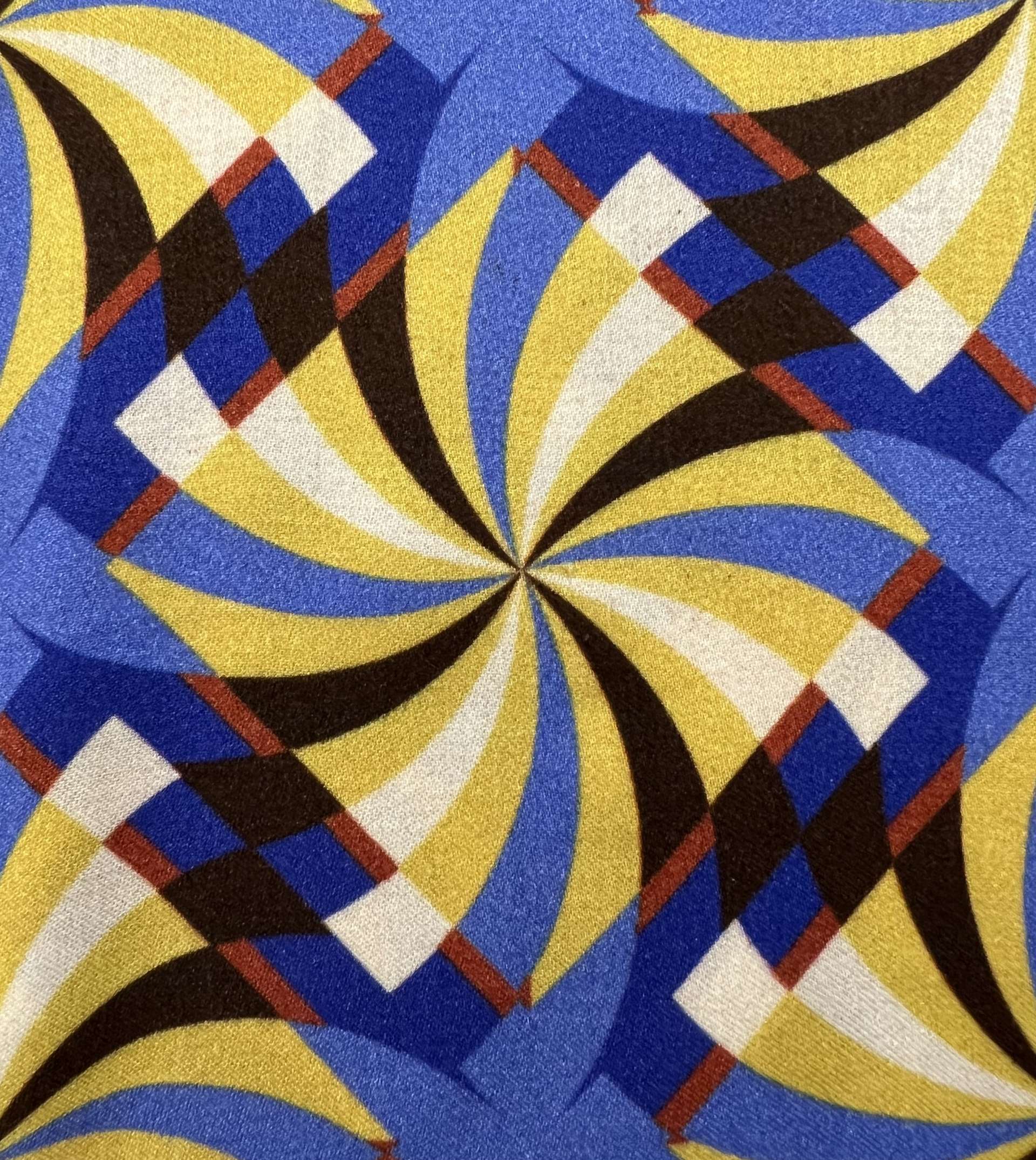 Printed Viscose Challis Sateen in Yellow/Royal/Black