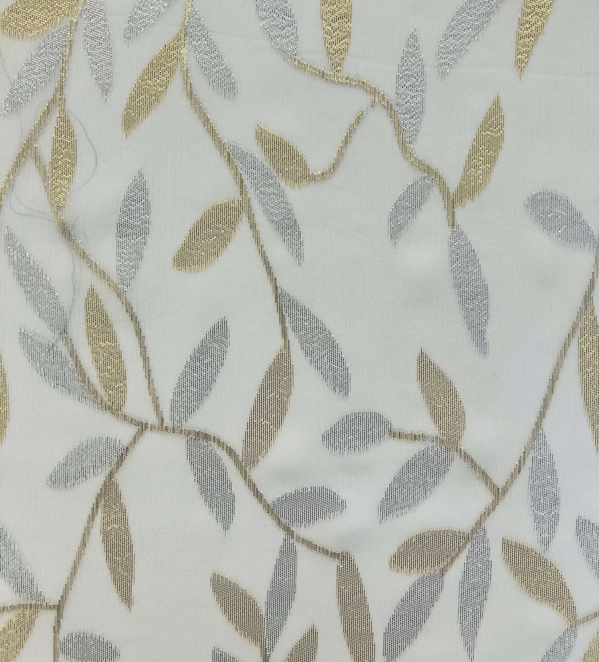 Silk Lamé Chiffon Fil Coupé in Silver & Gold Vine