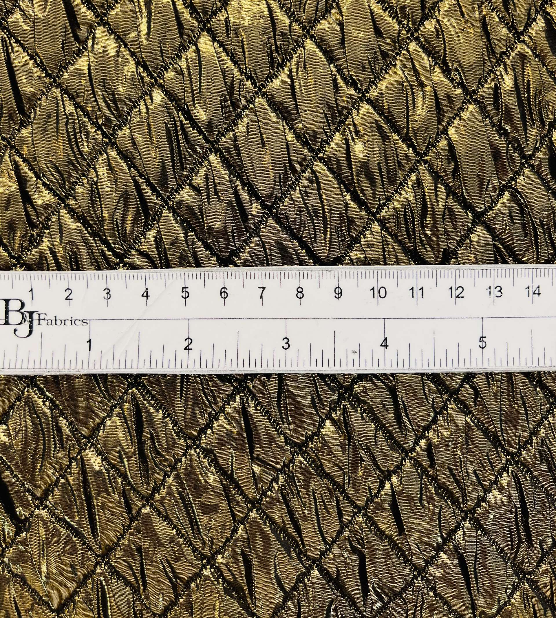 Silk Blend Metallic Diamond Brocade in Antique Gold