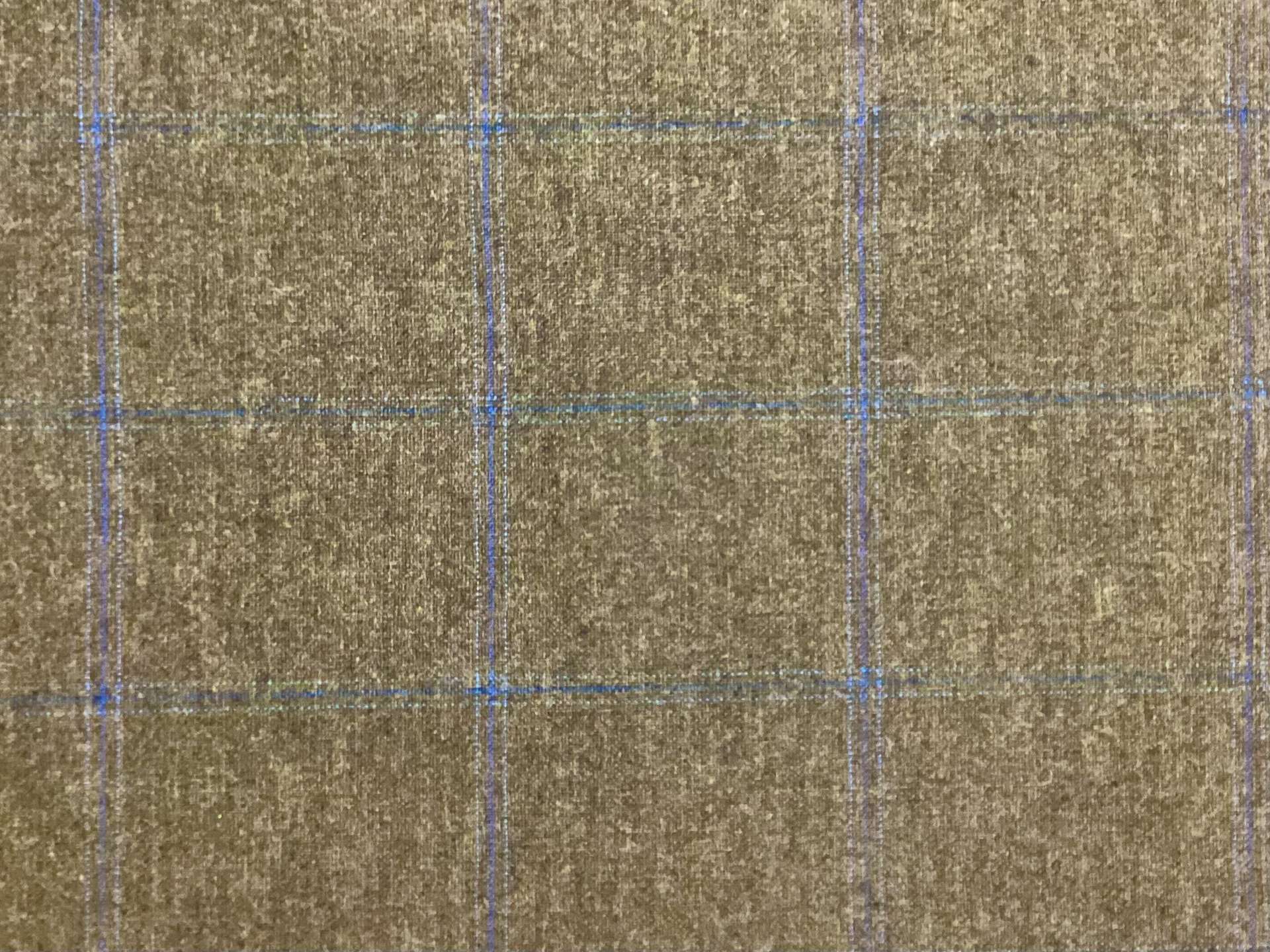 Made It Italy 100% Wool Windowpane In Olive 