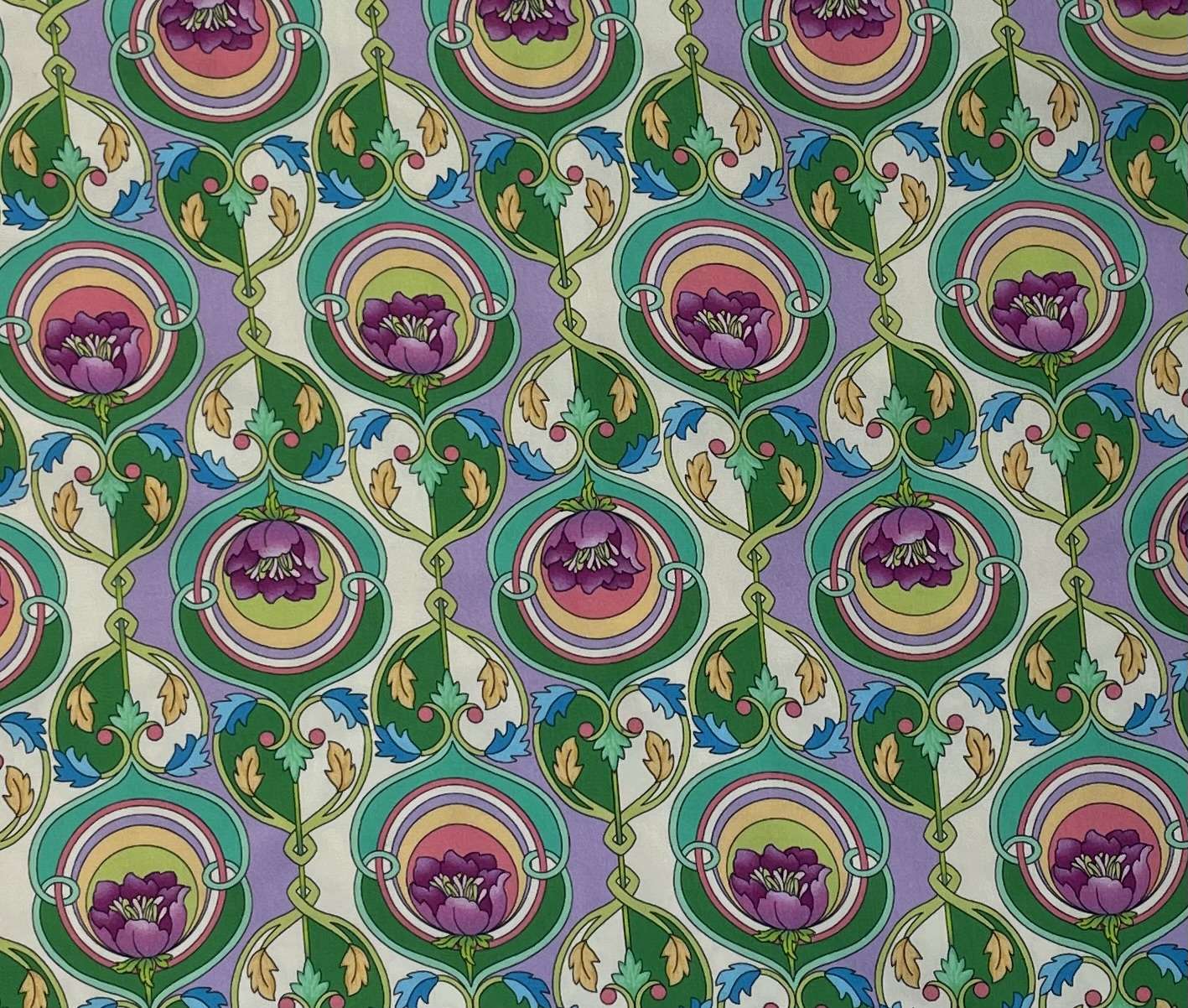Made in Italy 100% Viscose Sateen Challis Print in Green
