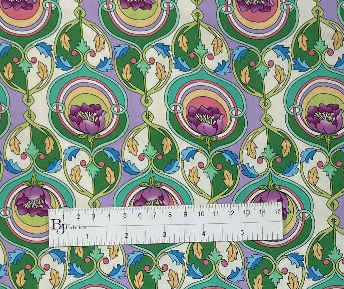 Made in Italy 100% Viscose Sateen Challis Print in Green