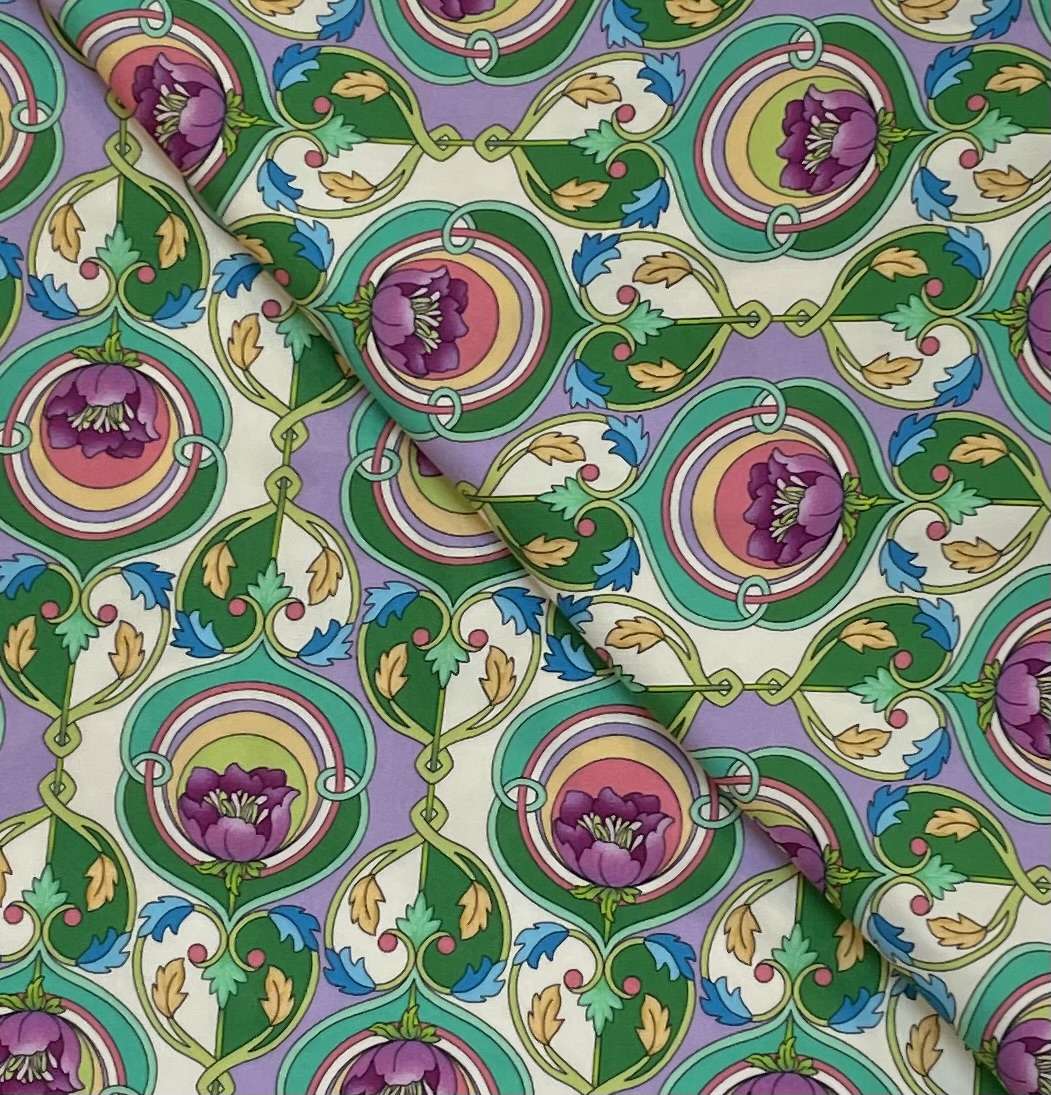 Made in Italy 100% Viscose Sateen Challis Print in Green