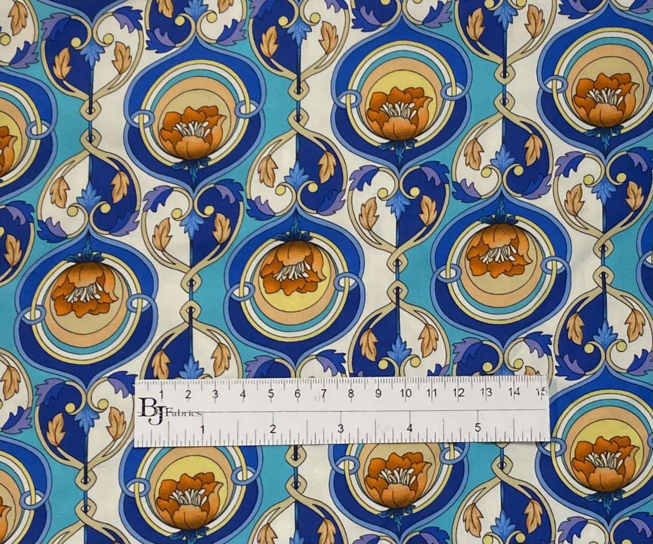 Viscose Sateen Challis Print in Blue