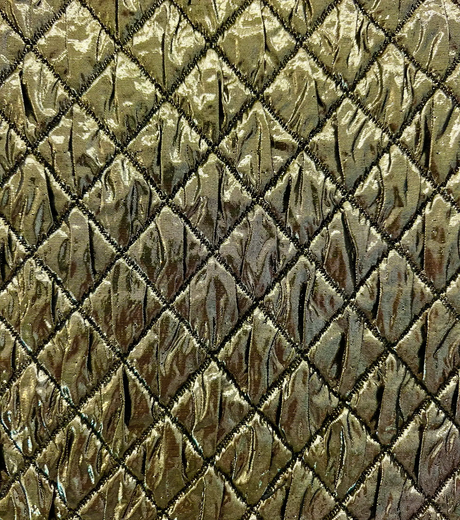 Silk Blend Metallic Diamond Brocade in Gold