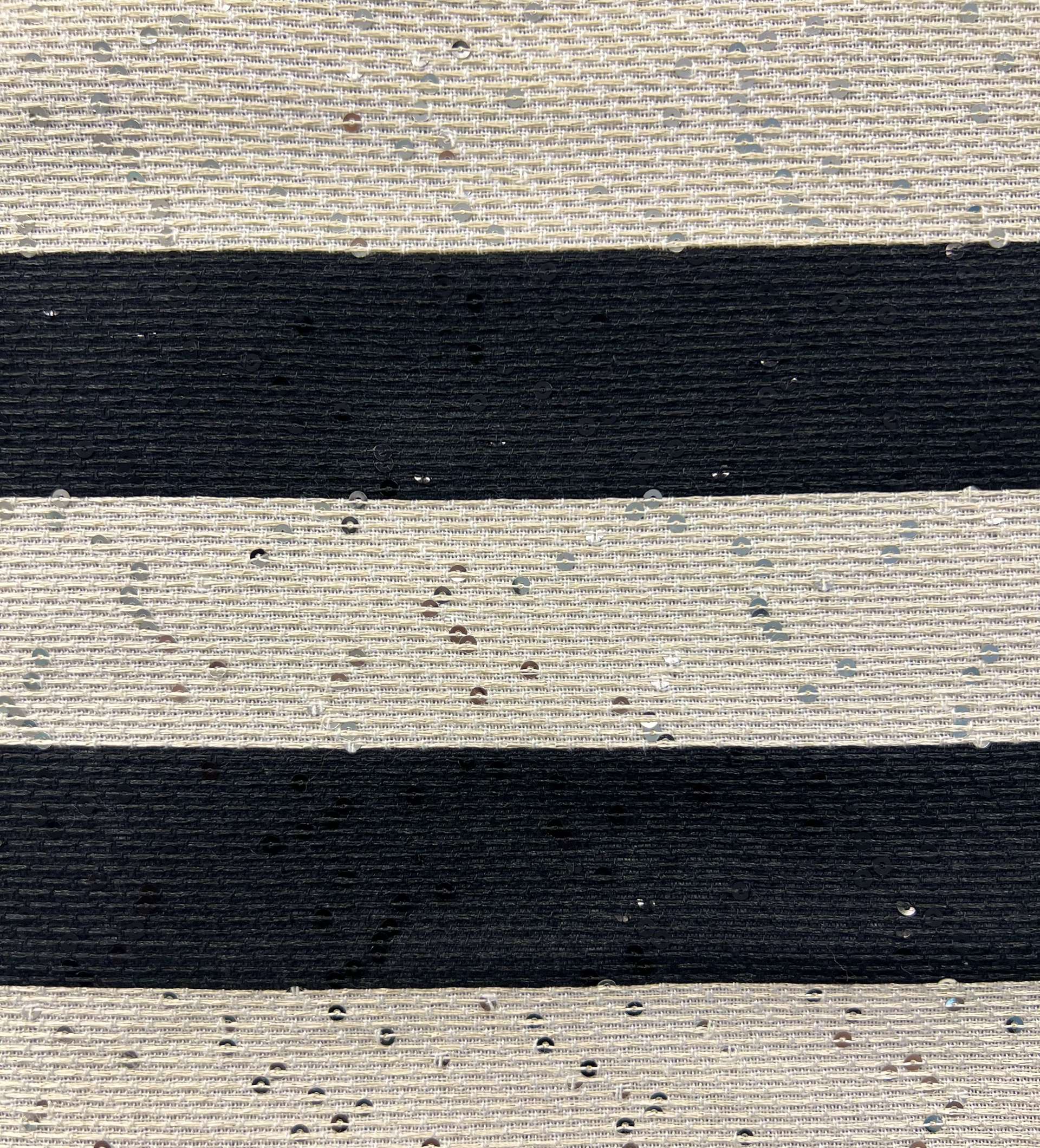French Cotton & Nylon Sequin Raffia Stripe