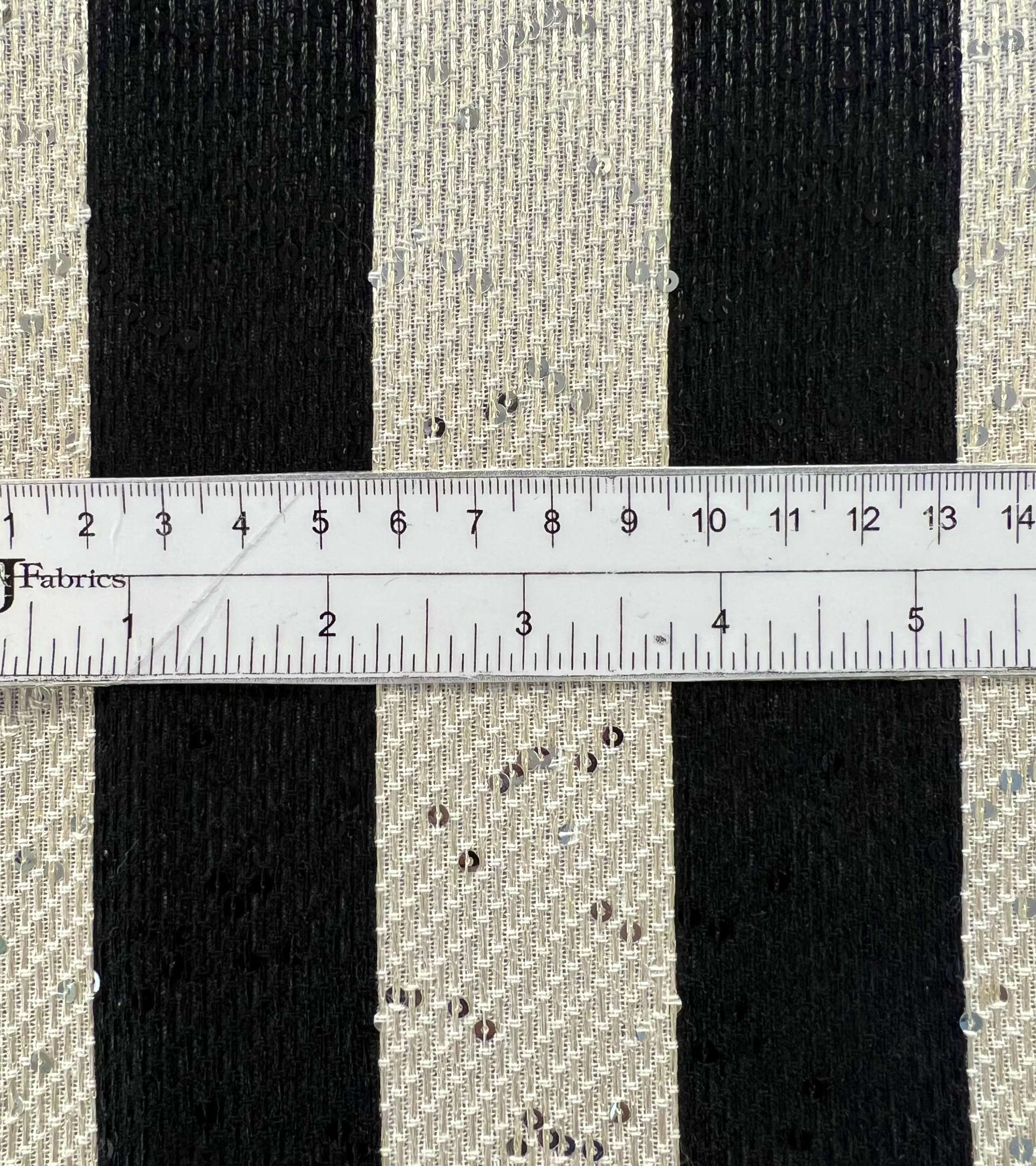 French Cotton & Nylon Sequin Raffia Stripe