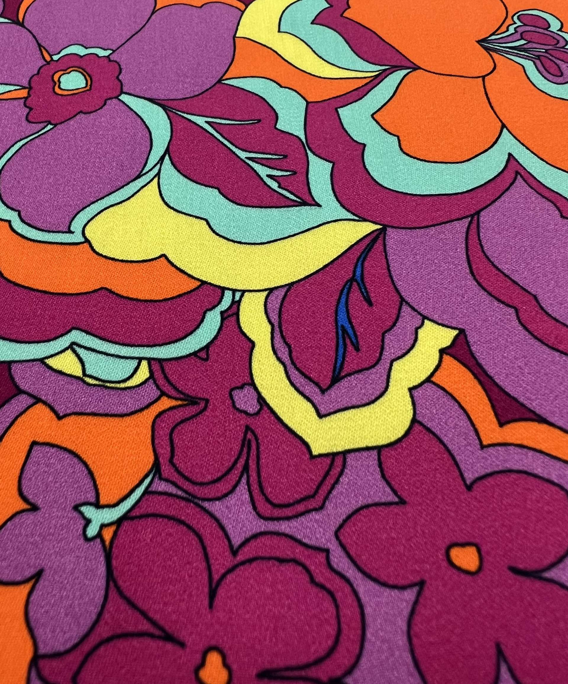 Printed Viscose Challis Sateen on Lavender Ground