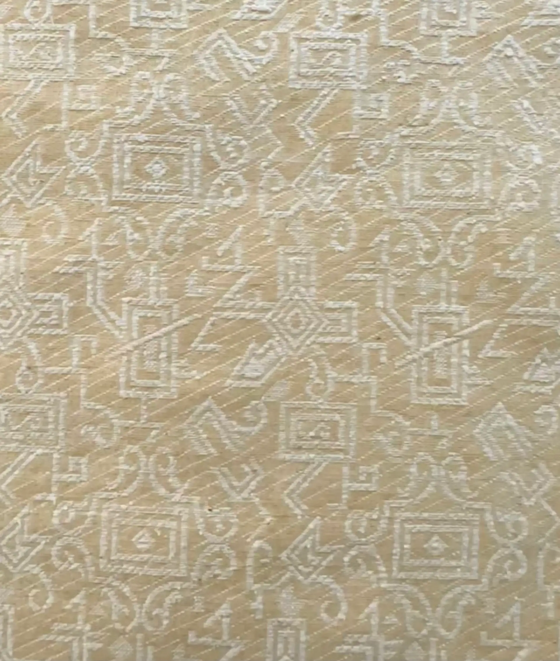 Raw Silk Damask Golden & Off White 