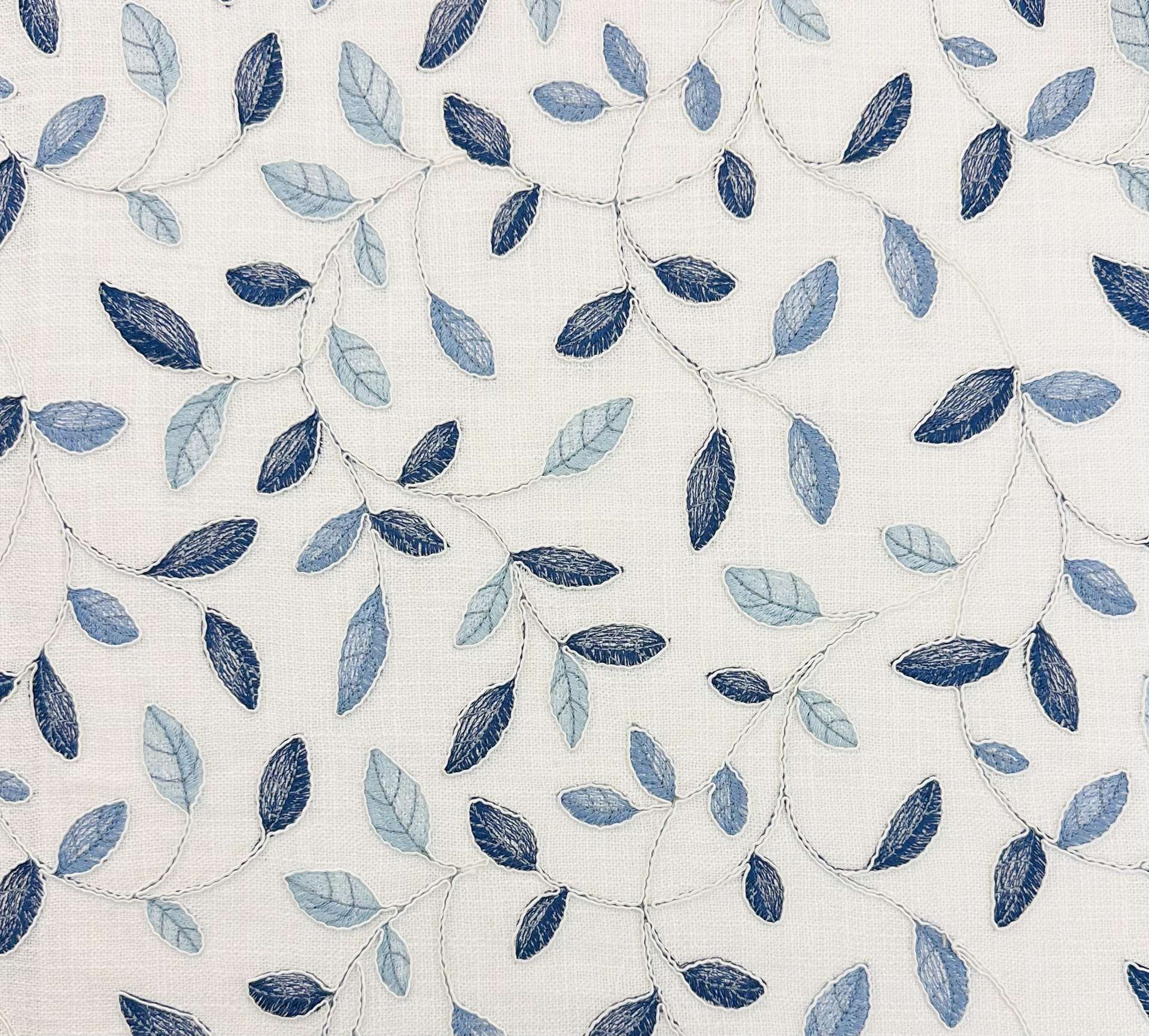 Embroidered Upholstery Alencon Floral in Denim