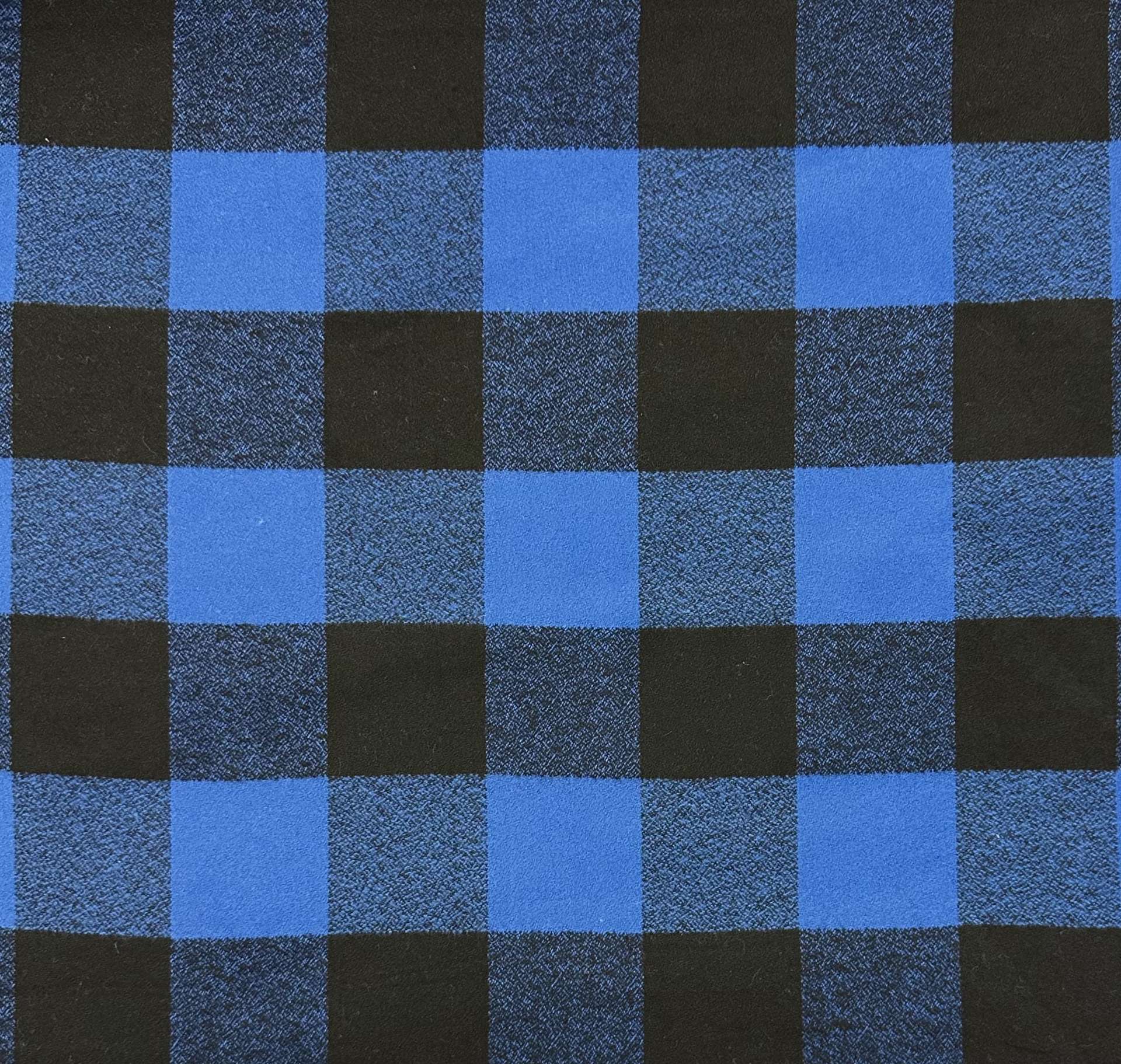 Cotton Flannel Buffalo Check in Royal Blue