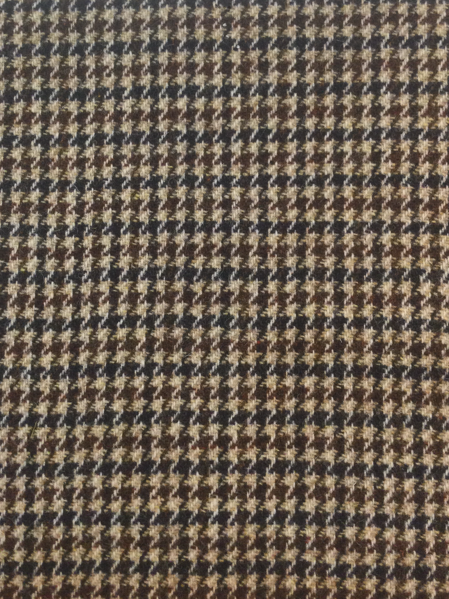 Scottish Wool Houndstooth Harris Tweed in Natural, Chocolate, and Navy