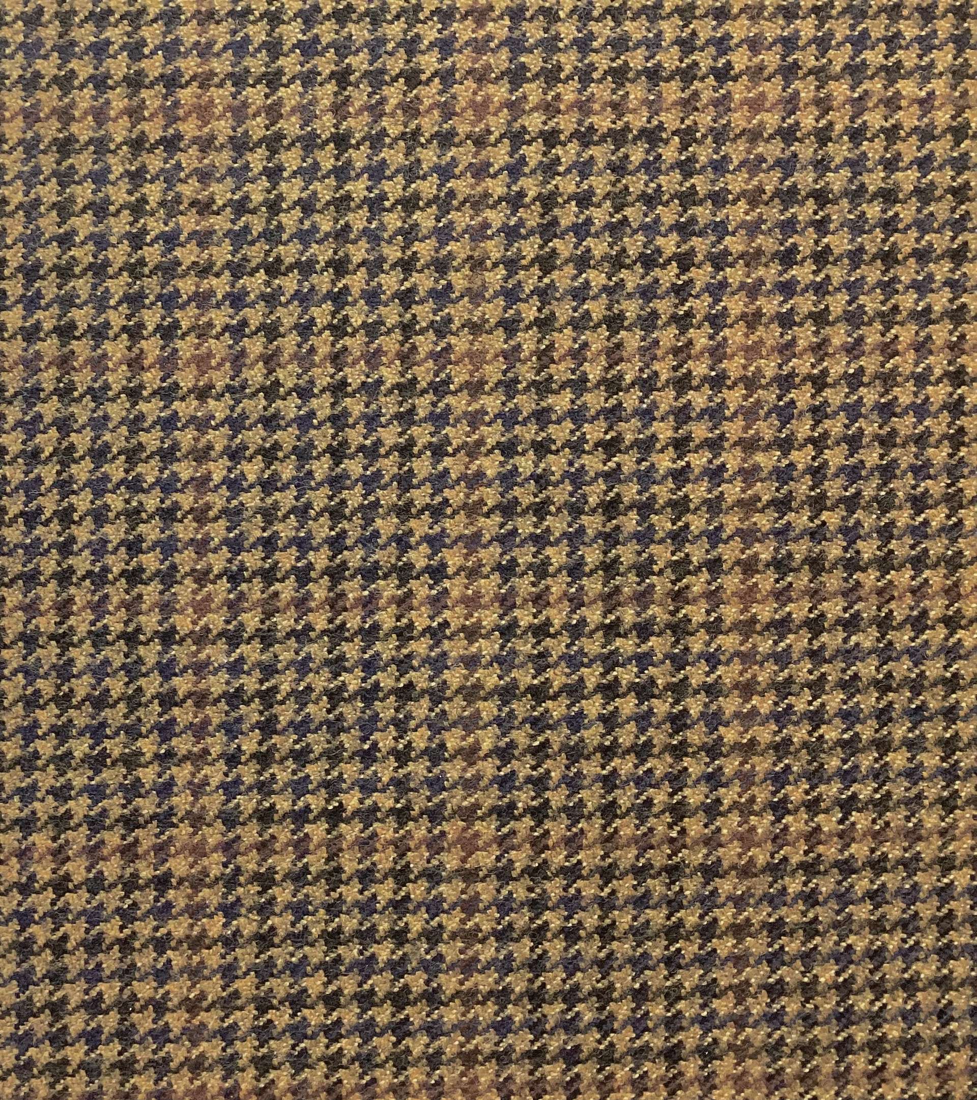 Made in Italy Loro Piana 100% Saxxon Wool Glen Plaid In Coffee, Copper & Navy