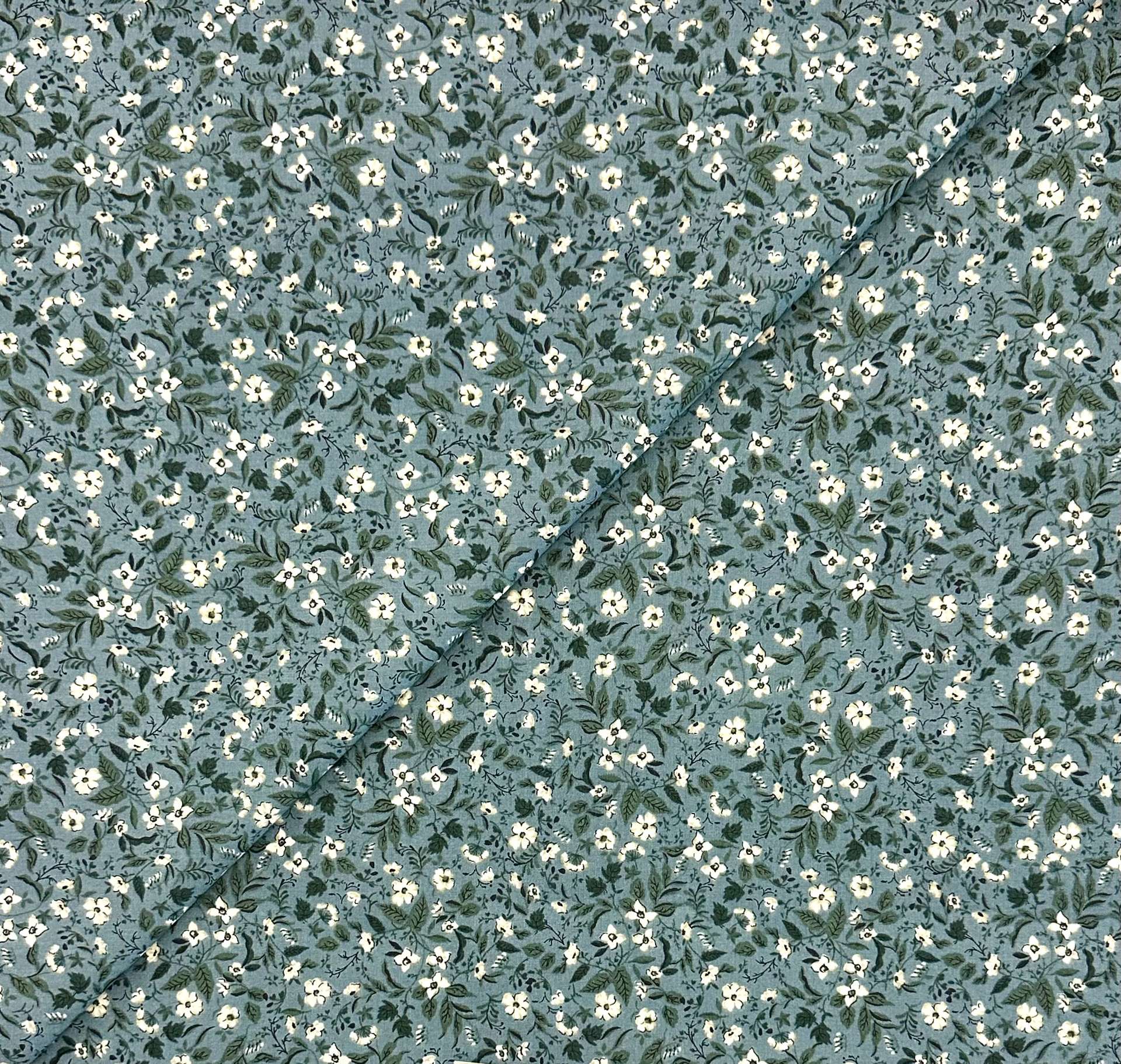 Japanese Cotton Lawn Floral Print in Victorian Teal