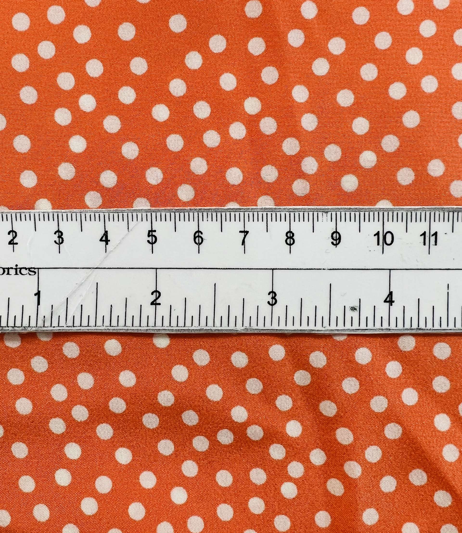 Printed Silk Crepe de Chine in Tangerine & White Dots