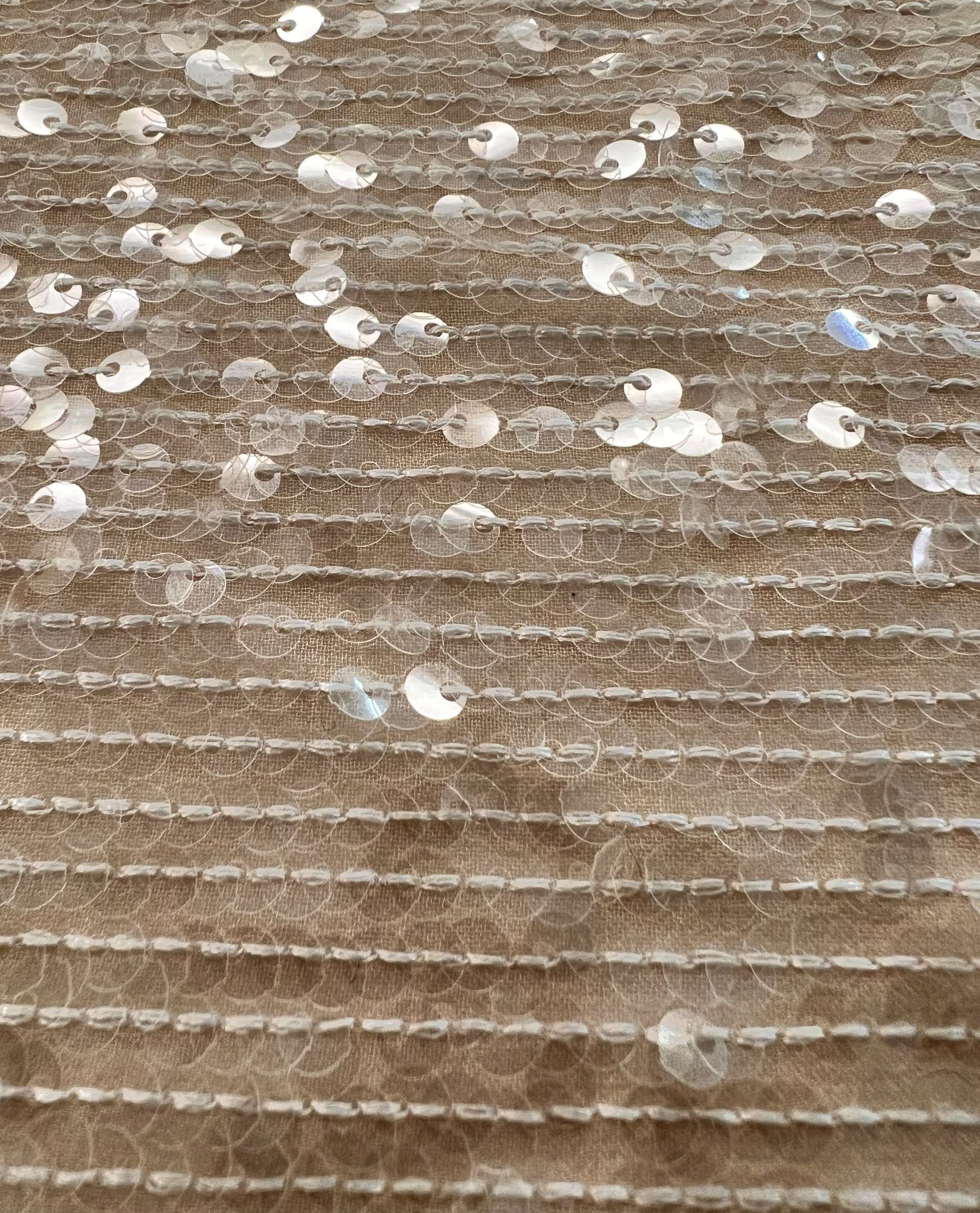 Clear Sequins on Beige Viscose Chiffon