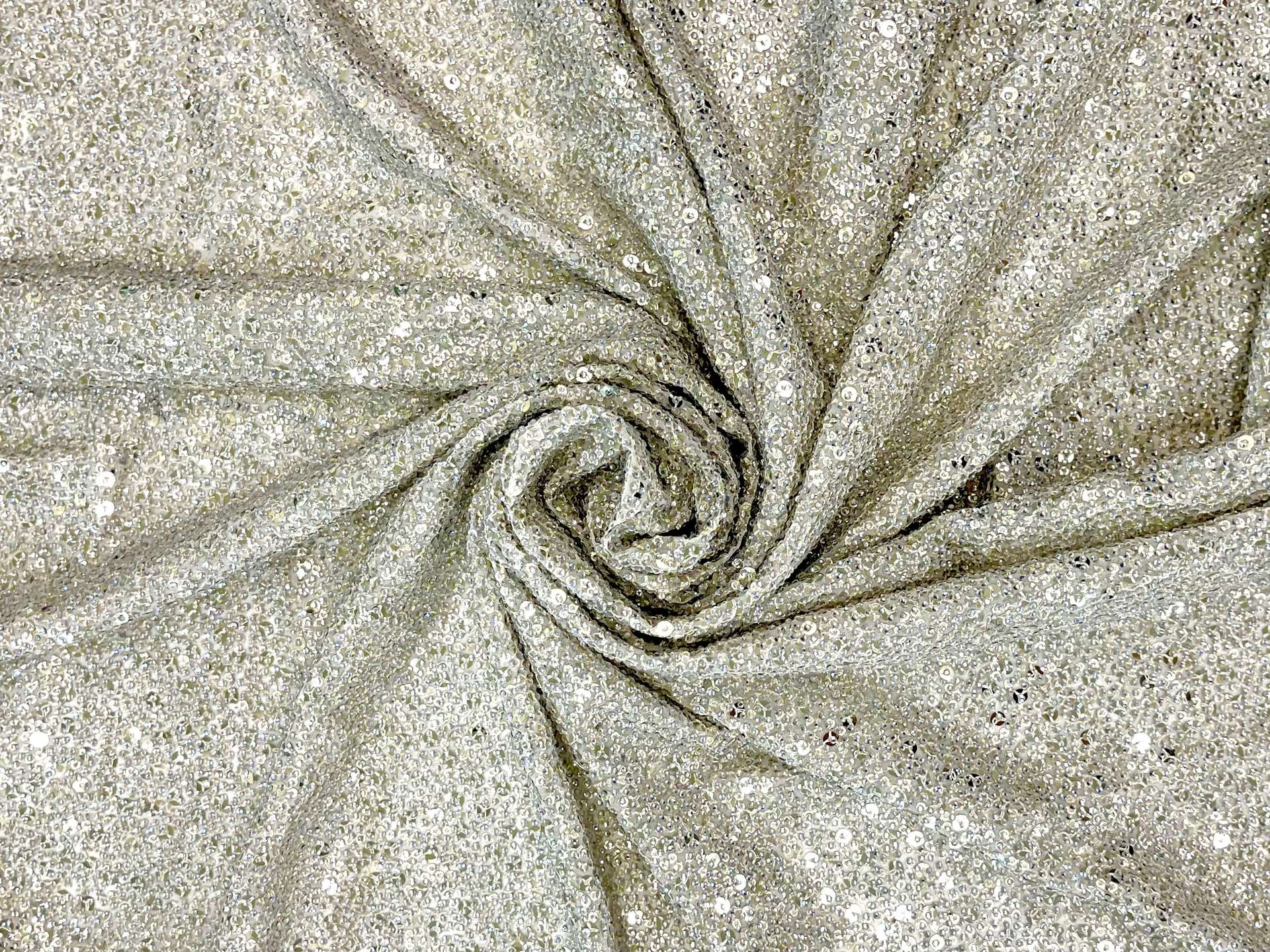 Couture Silver on Silver Sequins and Crystal on Rayon Georgette 