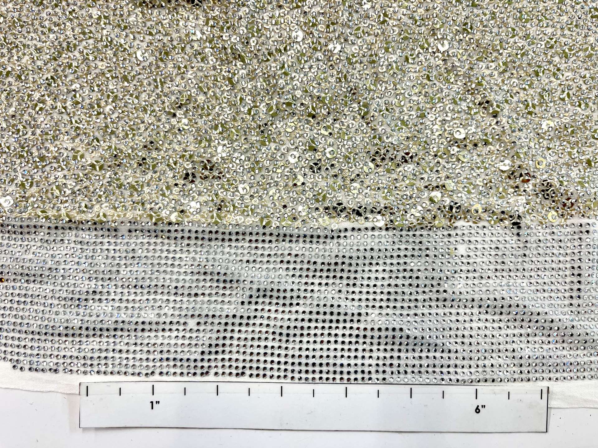 Couture Silver on Silver Sequins and Crystal on Rayon Georgette 