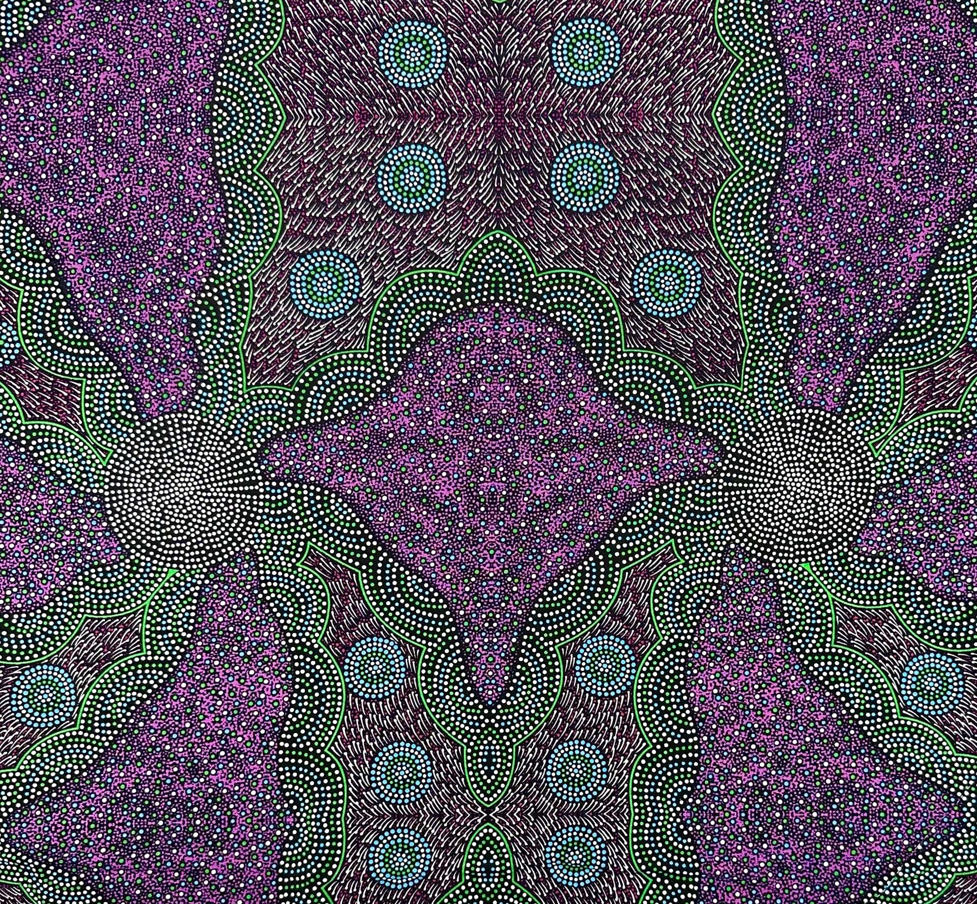 Australian Cotton Print With Aboriginal Motif in Purple