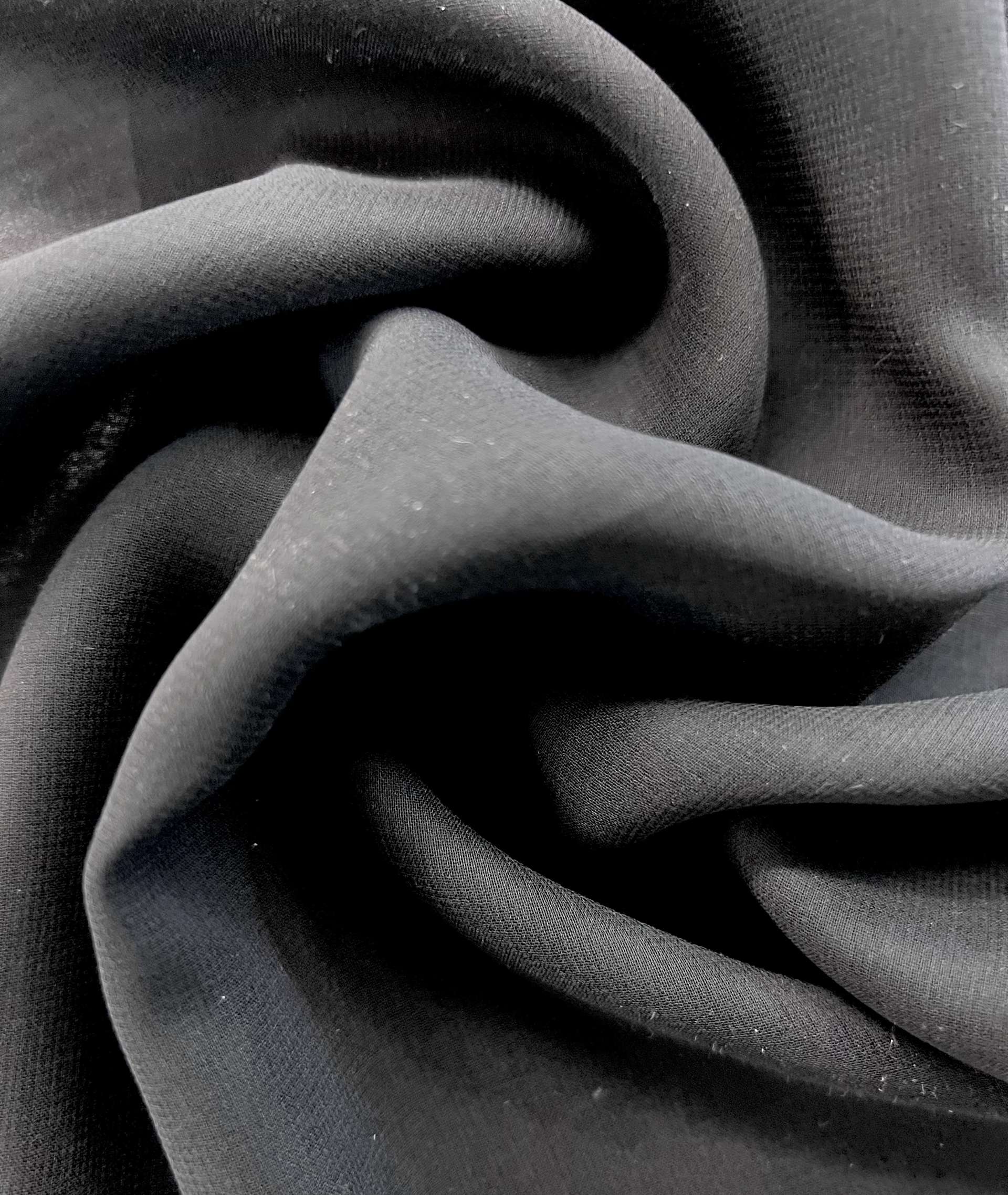 Pure Silk Chiffon in Deep Charcoal