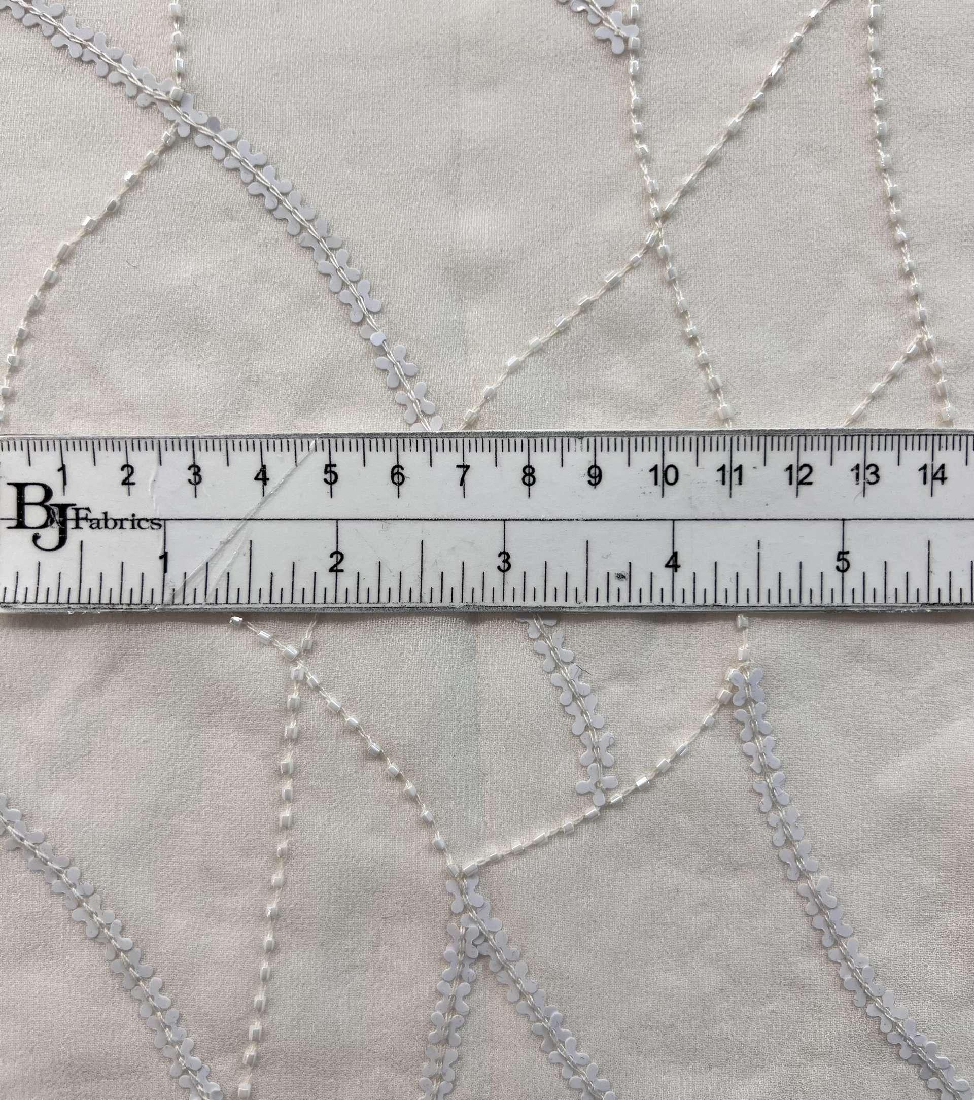 Novelty Silk Chiffon with Clover Sequin and Bugle Beads In Cream
