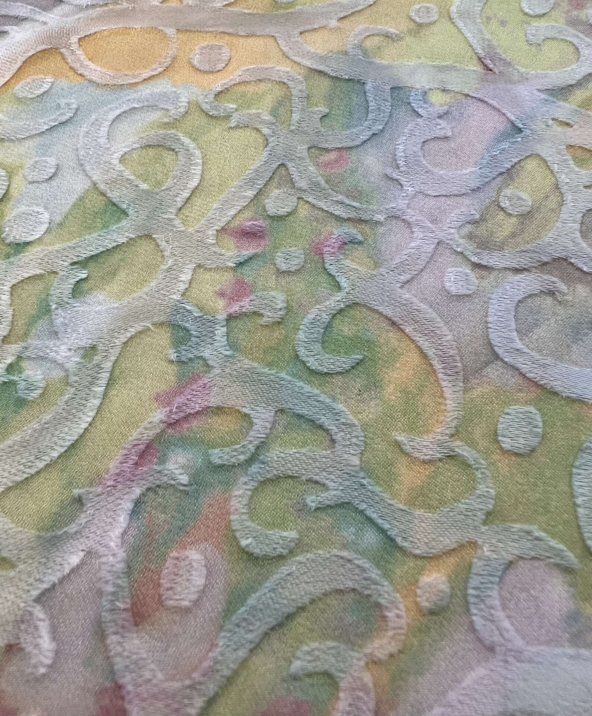 Italian Printed Silk Burnt-Out Chiffon in Pastel