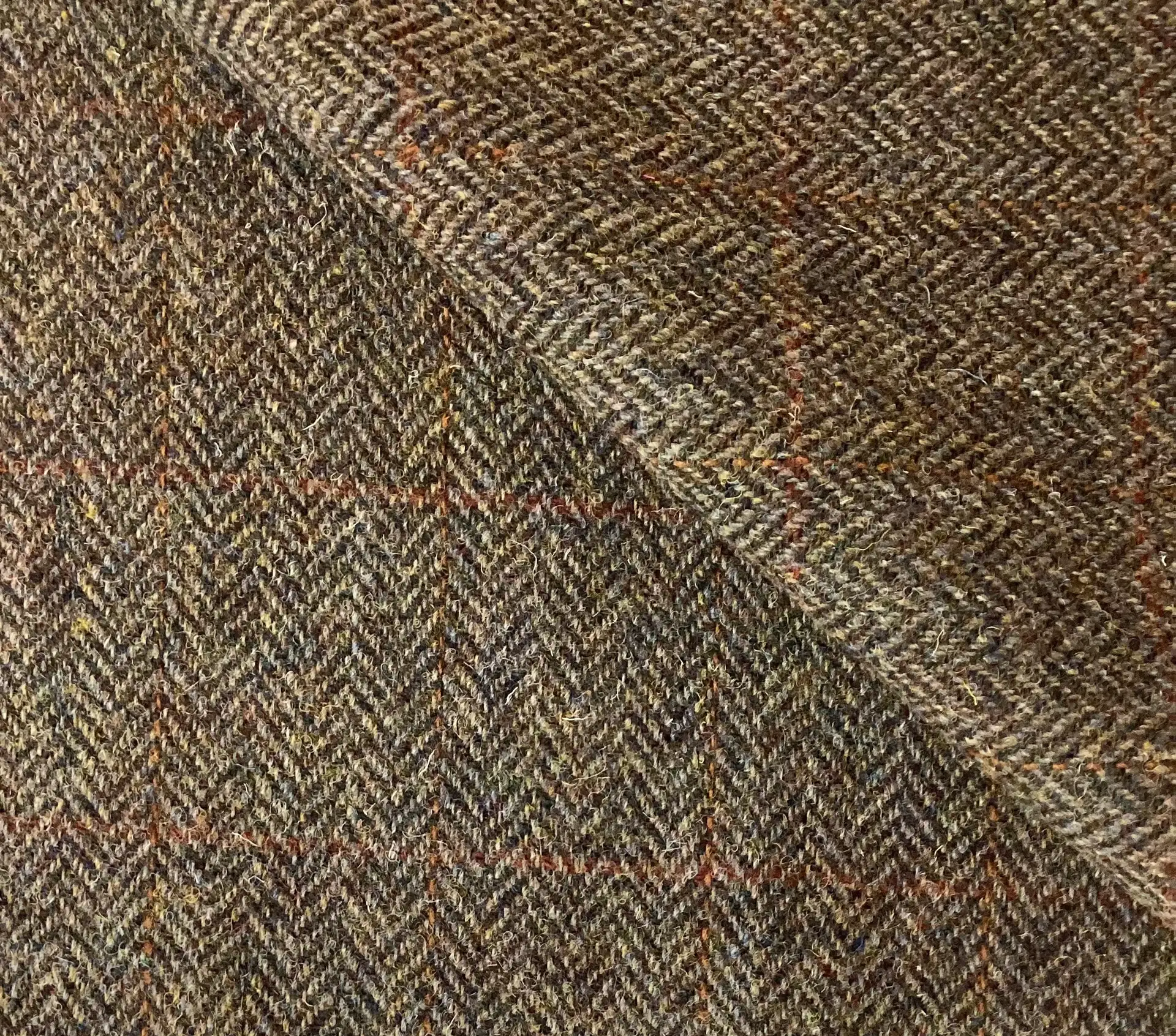 Scottish Wool Herringbone Harris Tweed in Olive