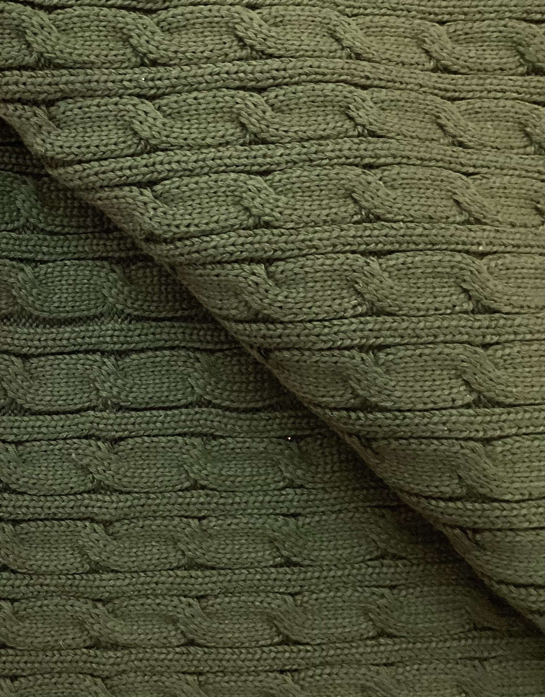 100% Cotton Cable Knit In Pine Green