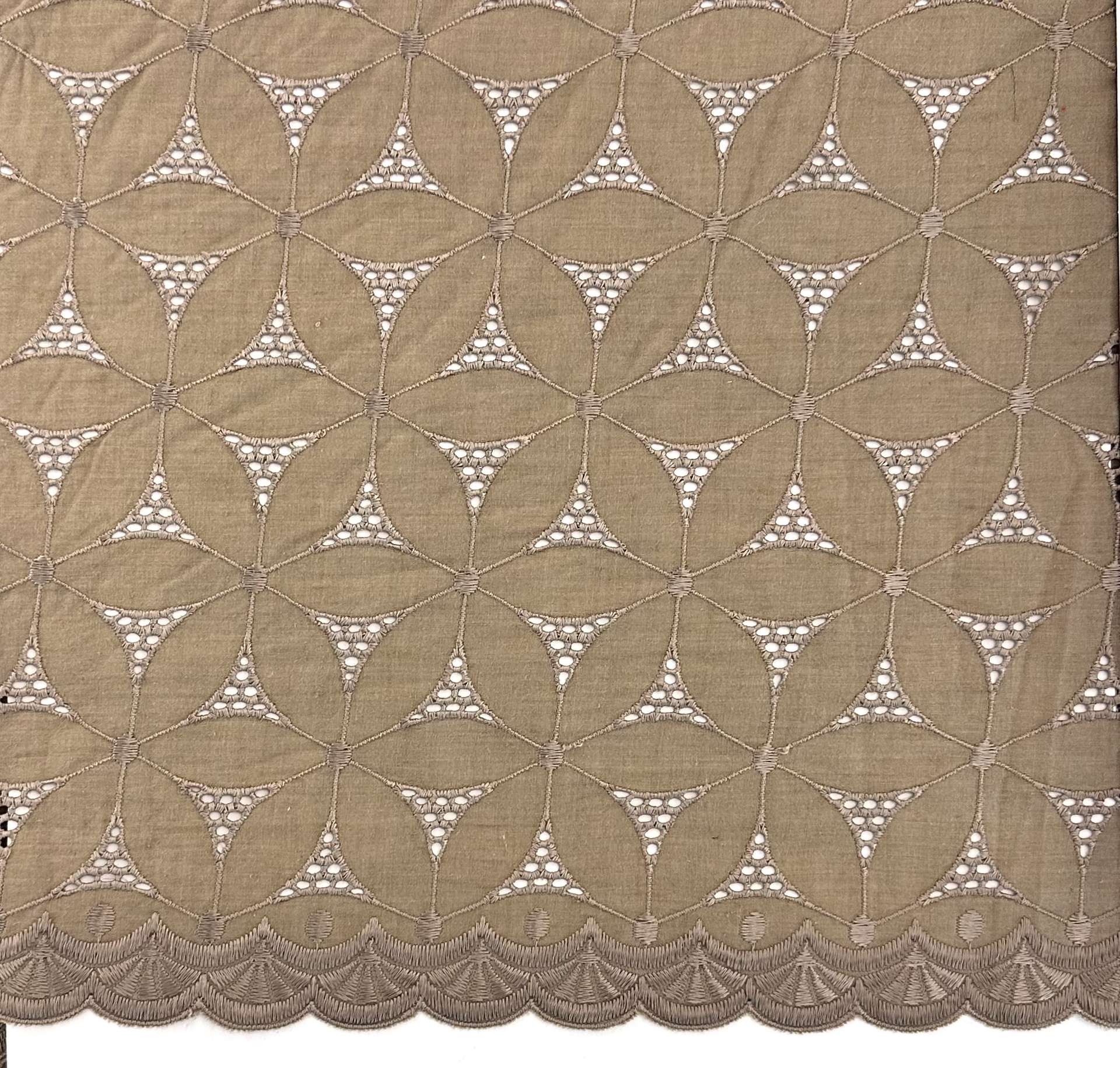 Cotton Blend Eyelet in Taupe