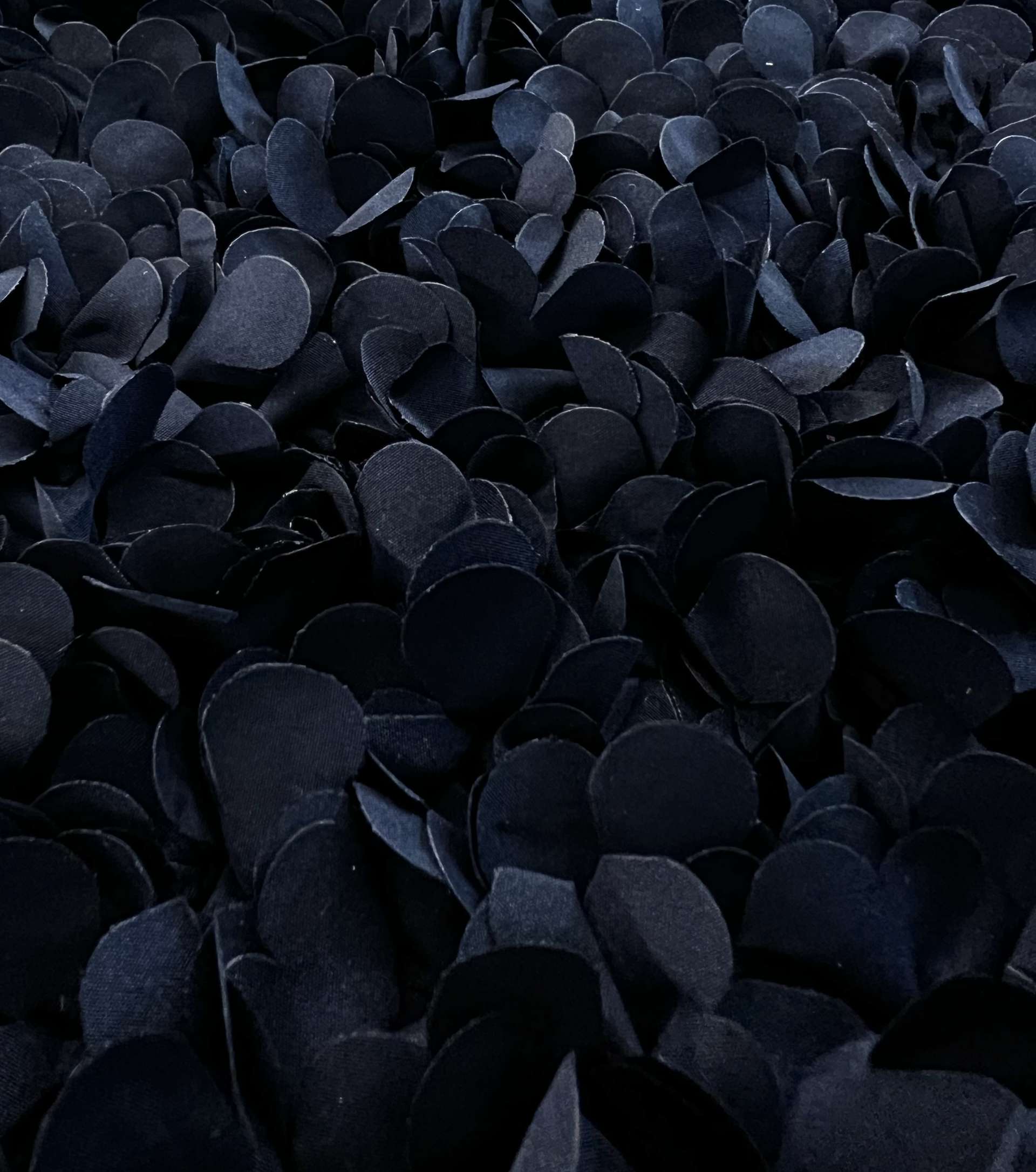 Laser Cut Petals on Polyester Bobbinet in Navy 
