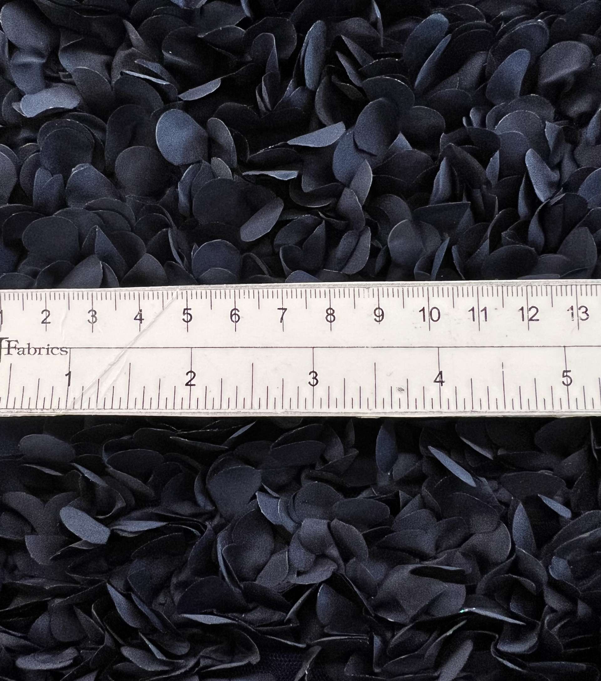 Laser Cut Petals on Polyester Bobbinet in Navy 