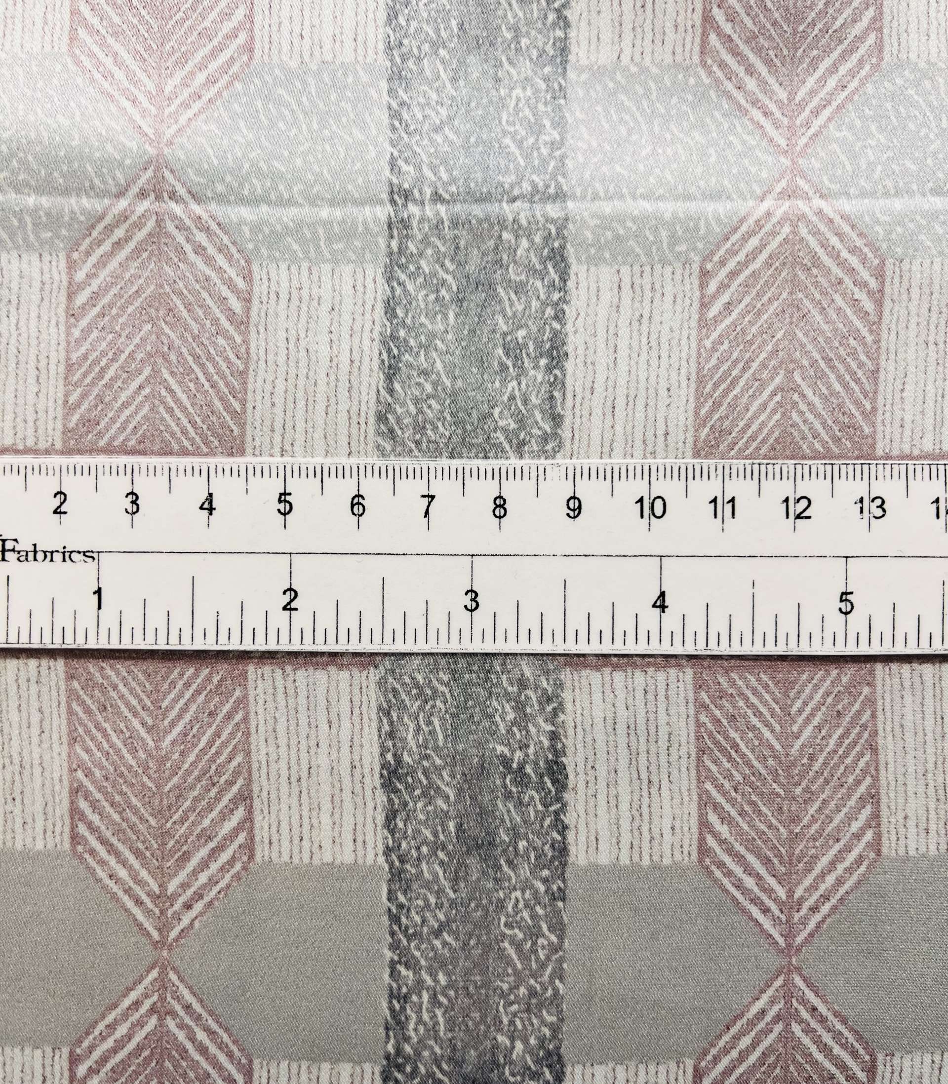 Italian Geometric Printed Pure Silk Charmeuse in Grey/Pink and White