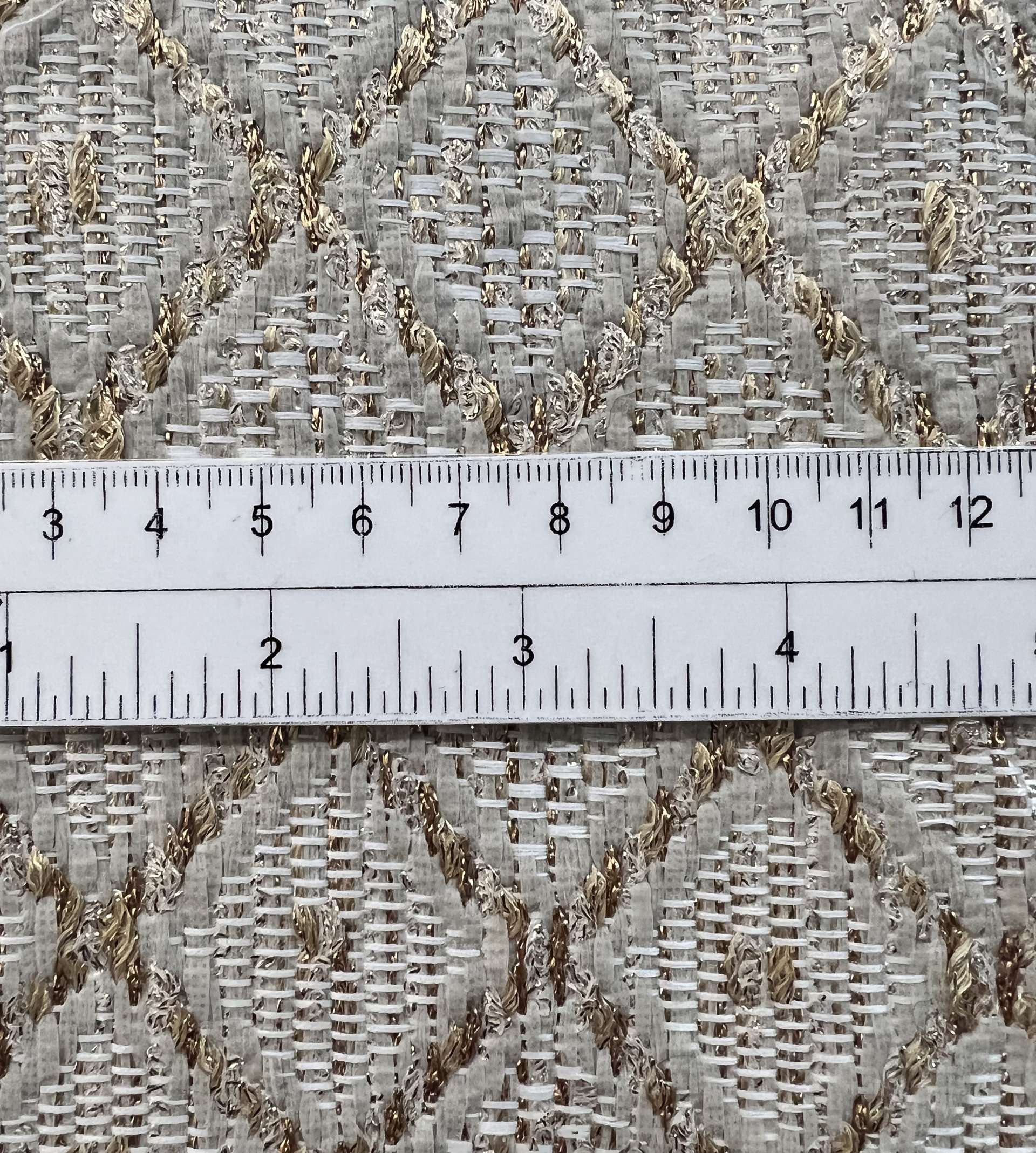 Metallic Raffia Woven Diamond Gold & Ash White