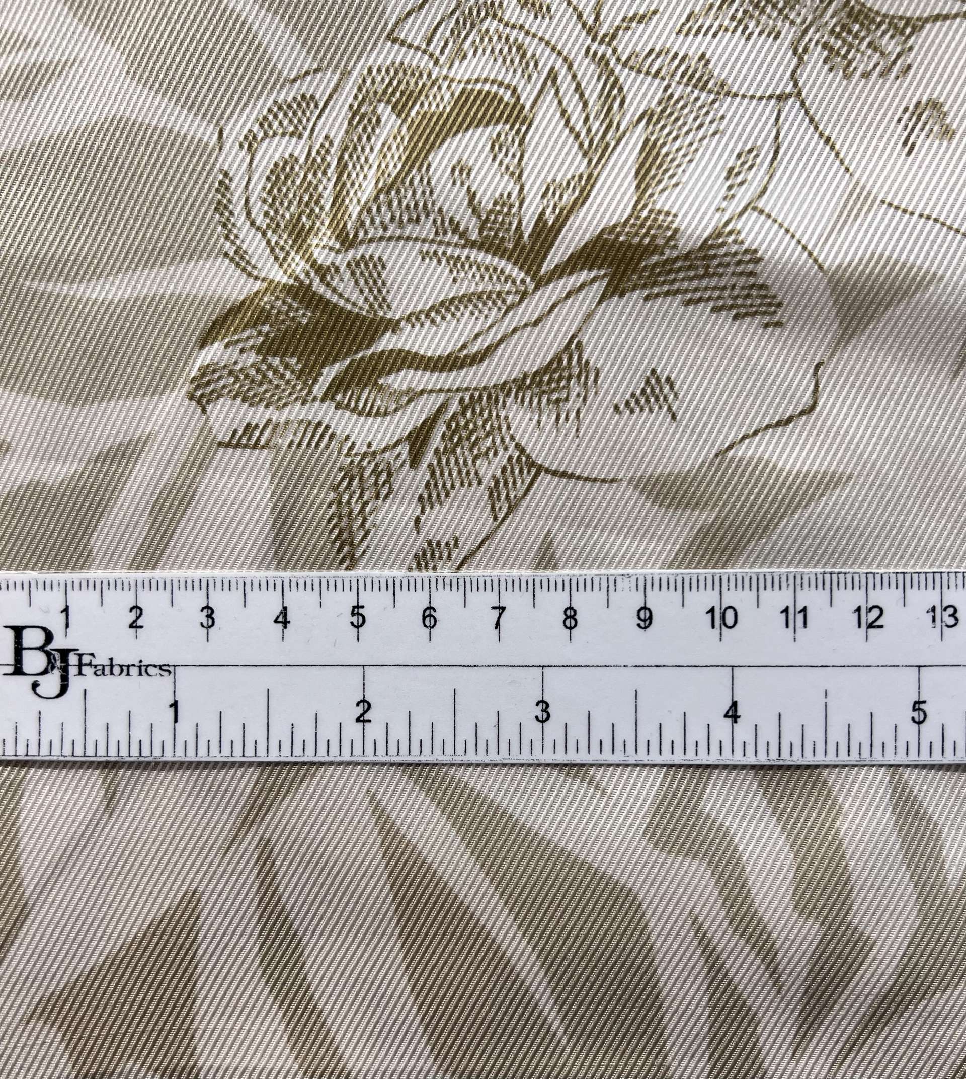Printed Silk Twill with Light Olive Rose