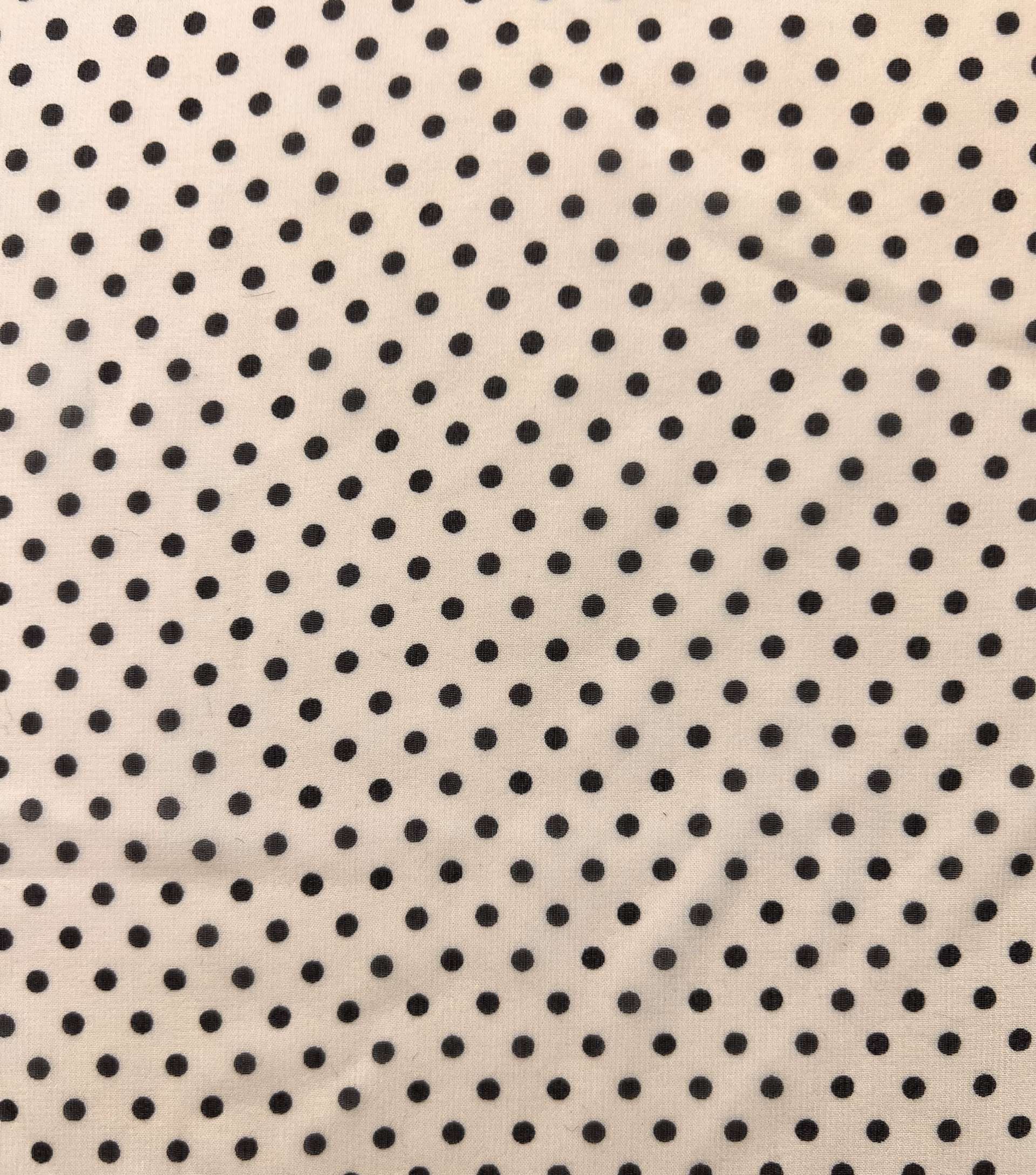 Printed Silk Chiffon Cream  and Black Dots