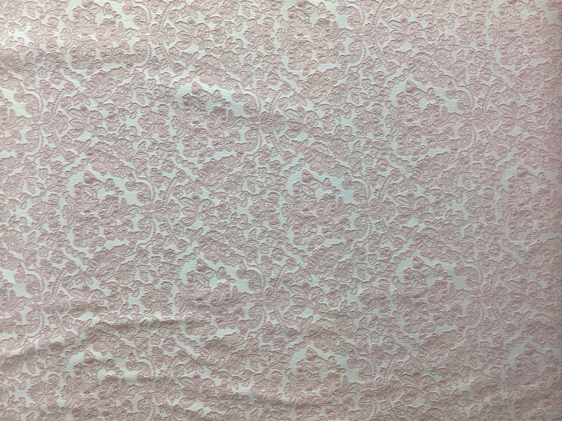 Damask Stretch Brocade in Pink & White