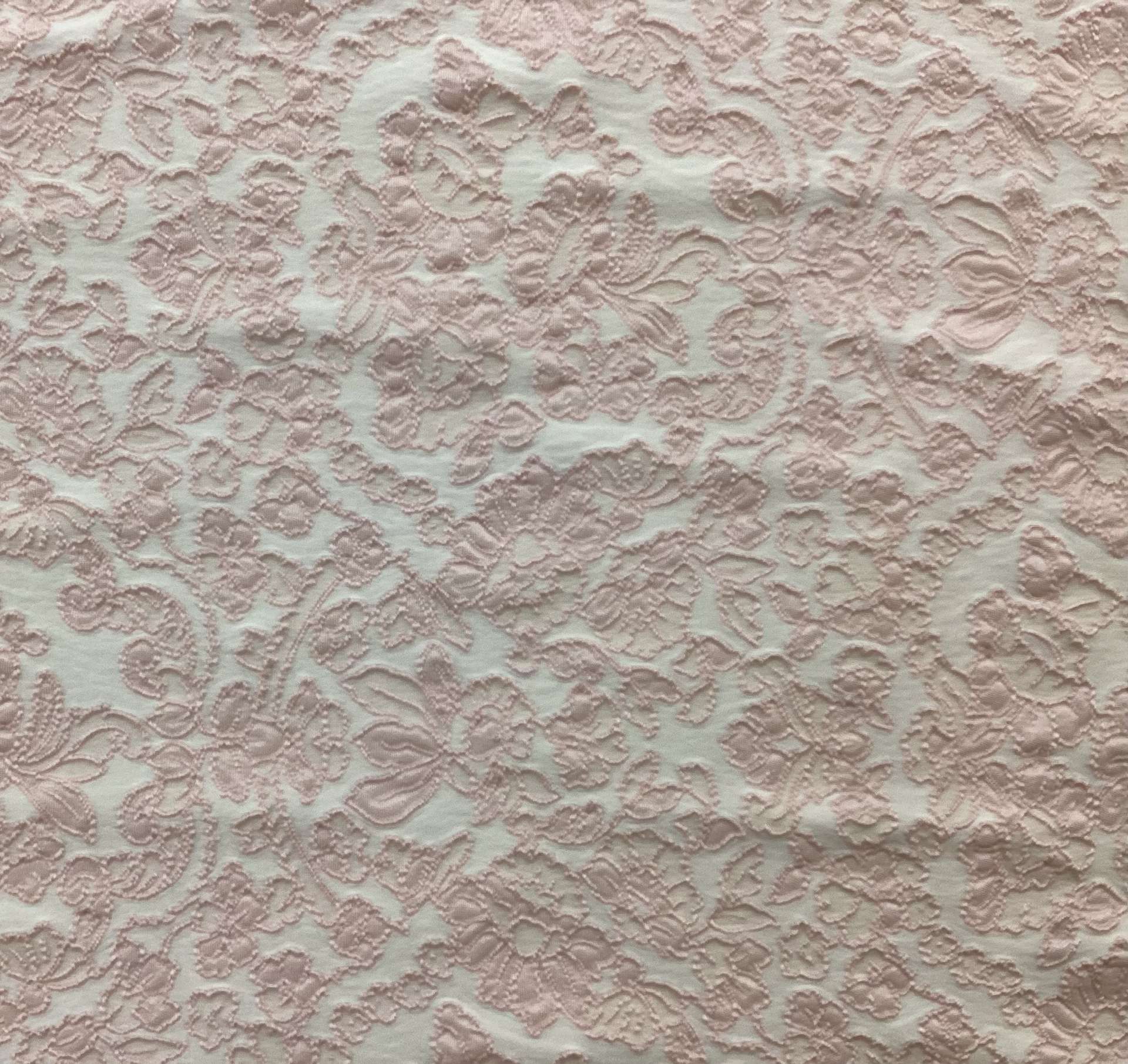 Damask Stretch Brocade in Pink & White
