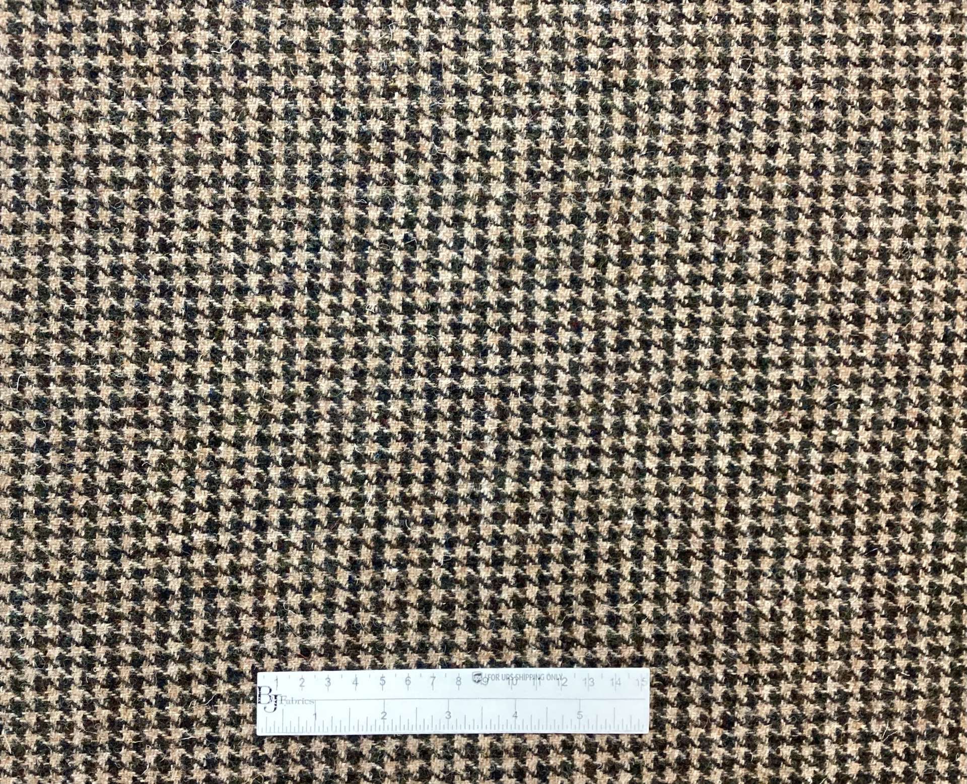 100% Wool Harris Tweed Houndstooth In Camel, Brown & Forest Green