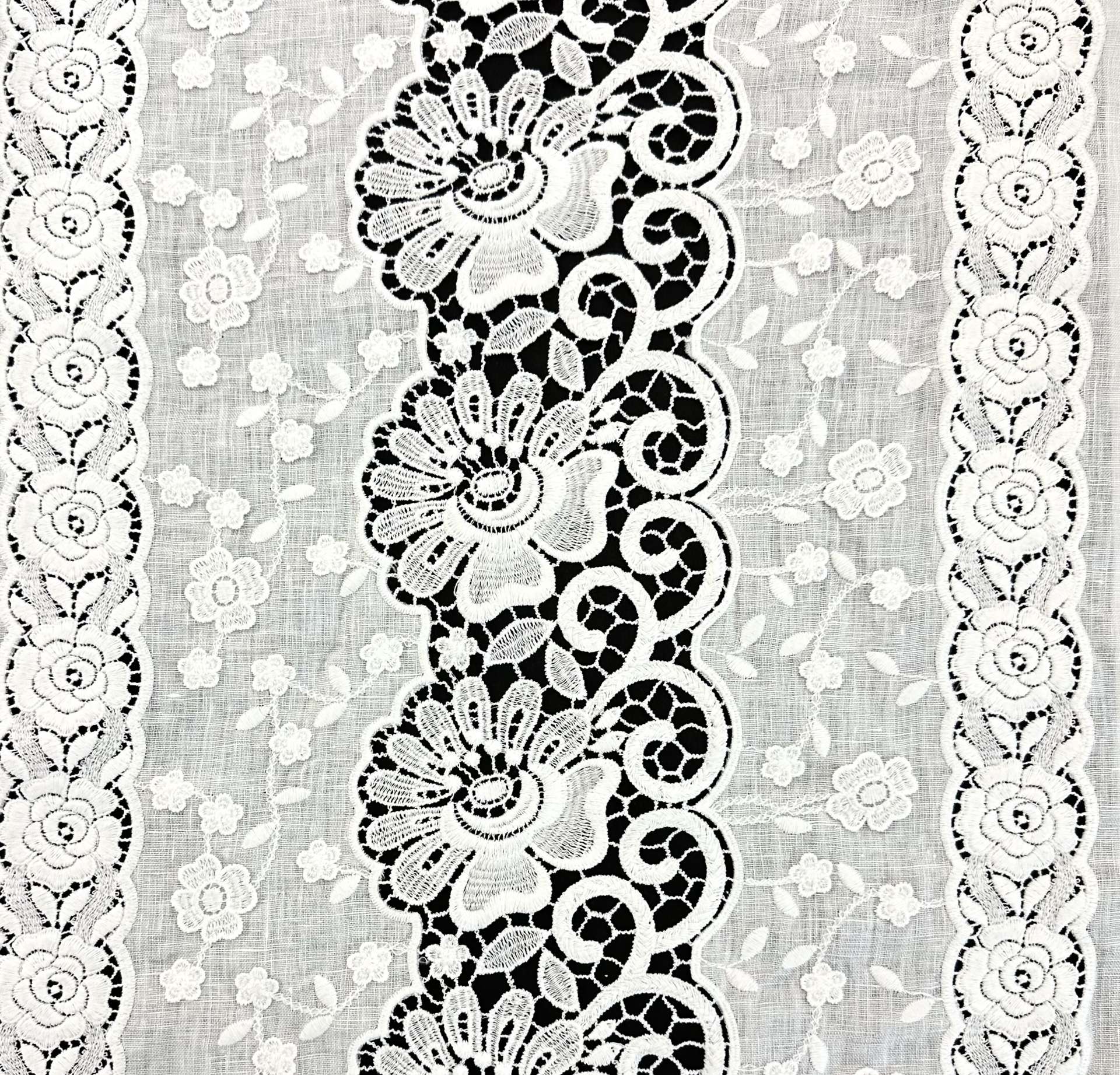 Italian Linen Blend Eyelet in Off White