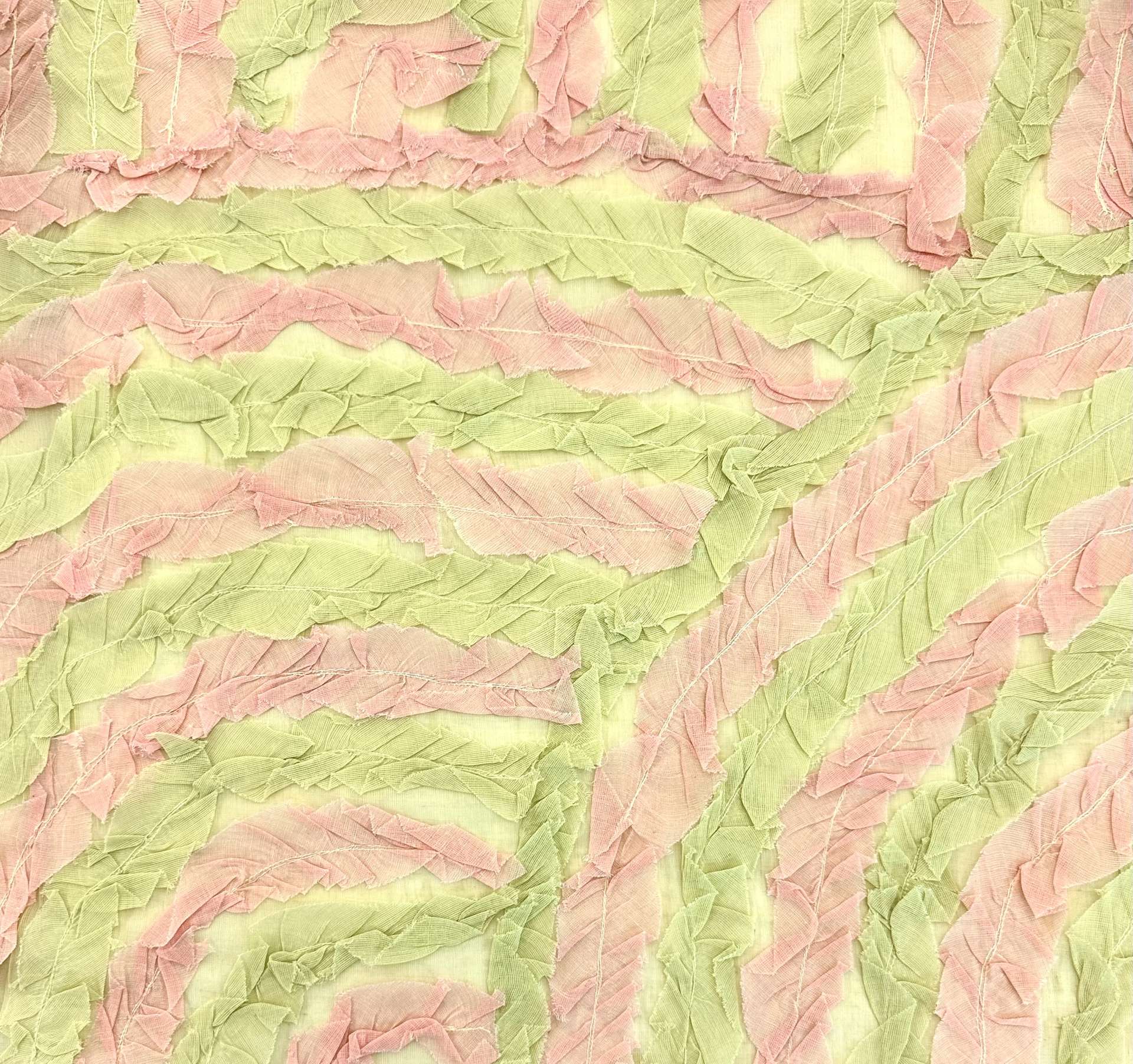 Indian Ruffled Cotton in Pale Coral and Green Tea