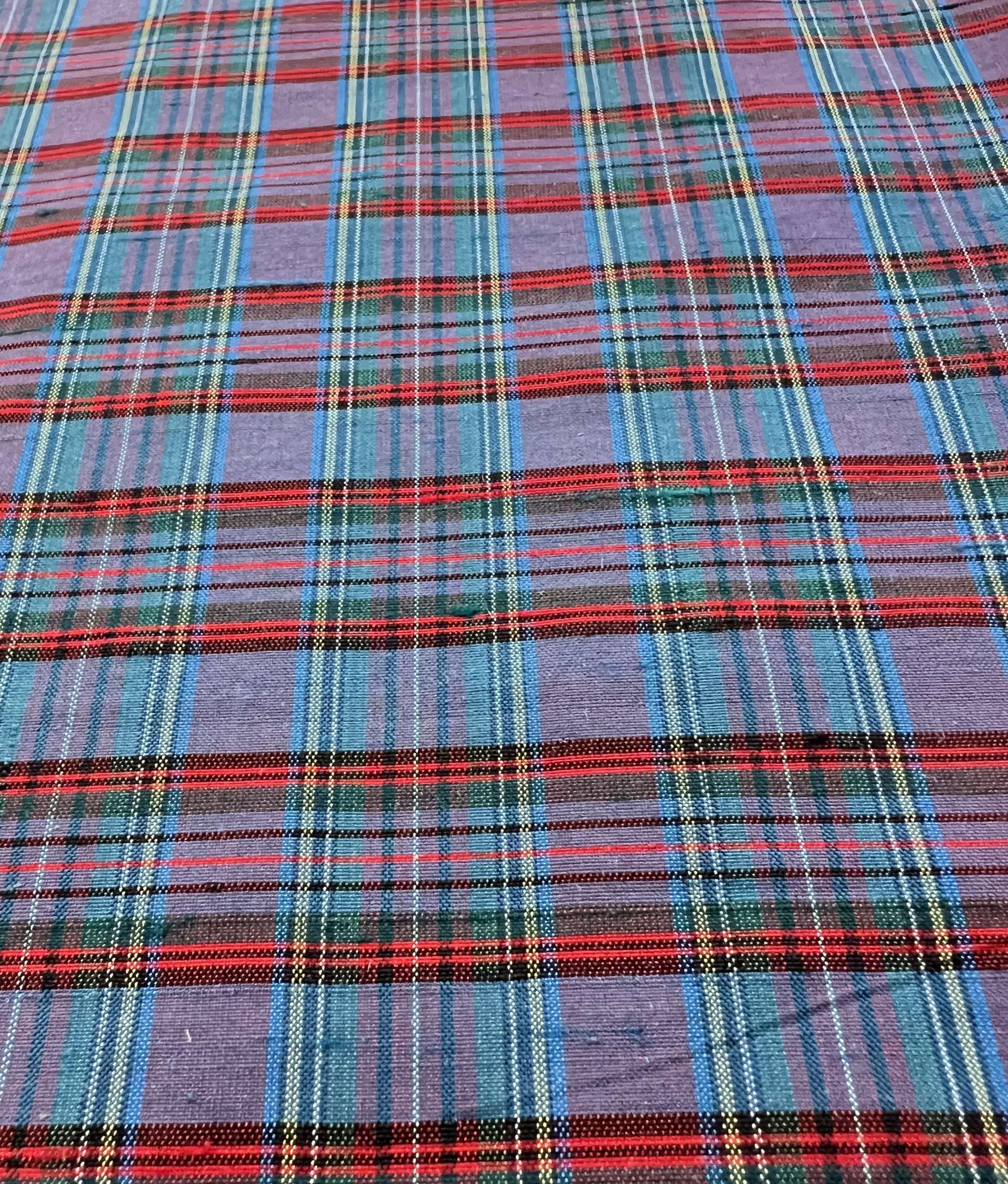 Plaid Silk Shantung in Purple/Red