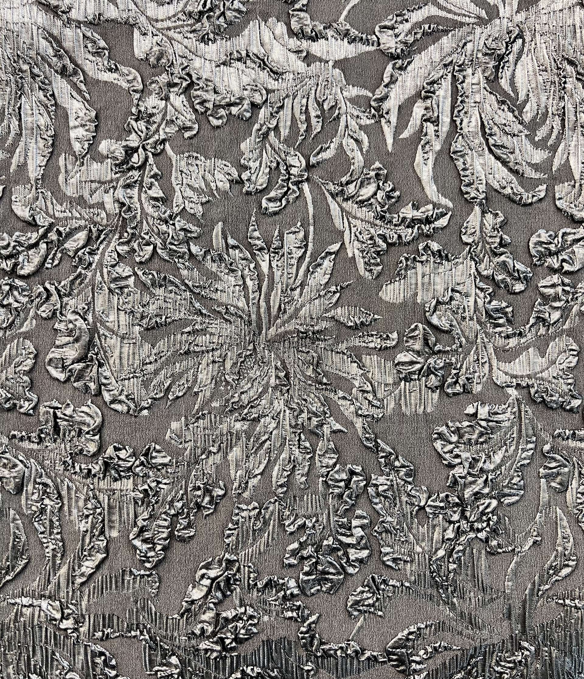 Made in Italy Silk Blend Stretch Floral Brocade in Gray