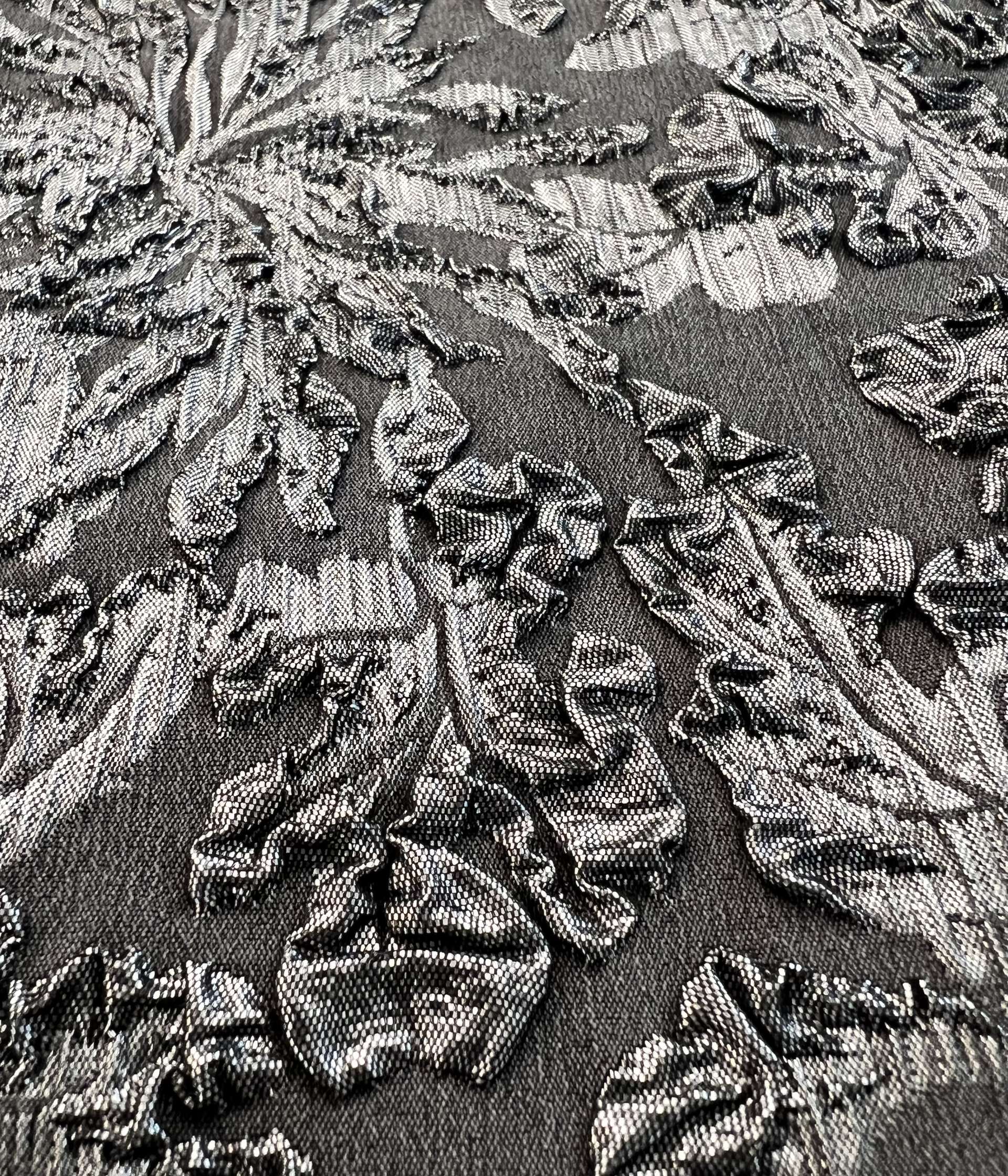 Made in Italy Silk Blend Stretch Floral Brocade in Gray